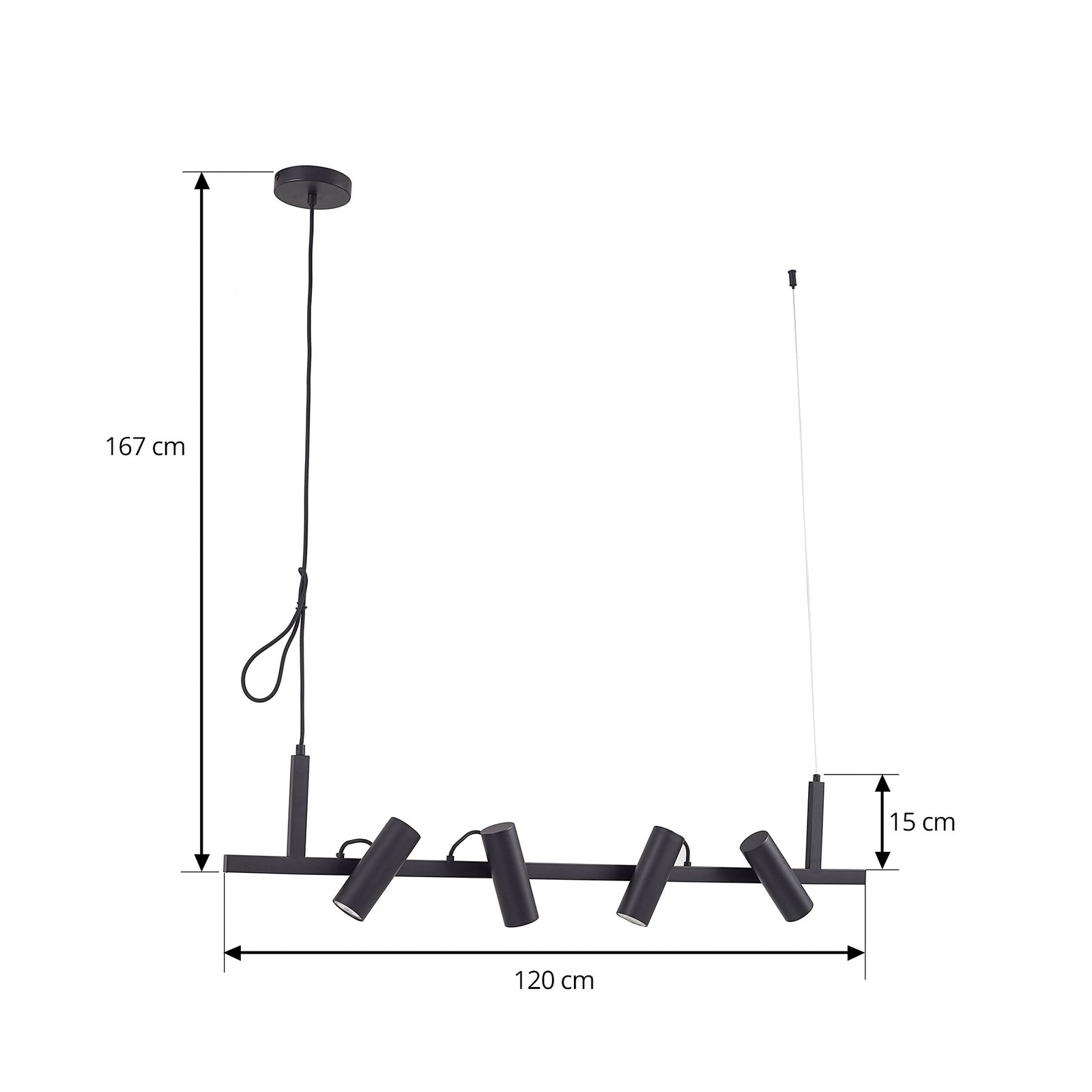 Lucande hanglamp Lysias, zwart, metaal