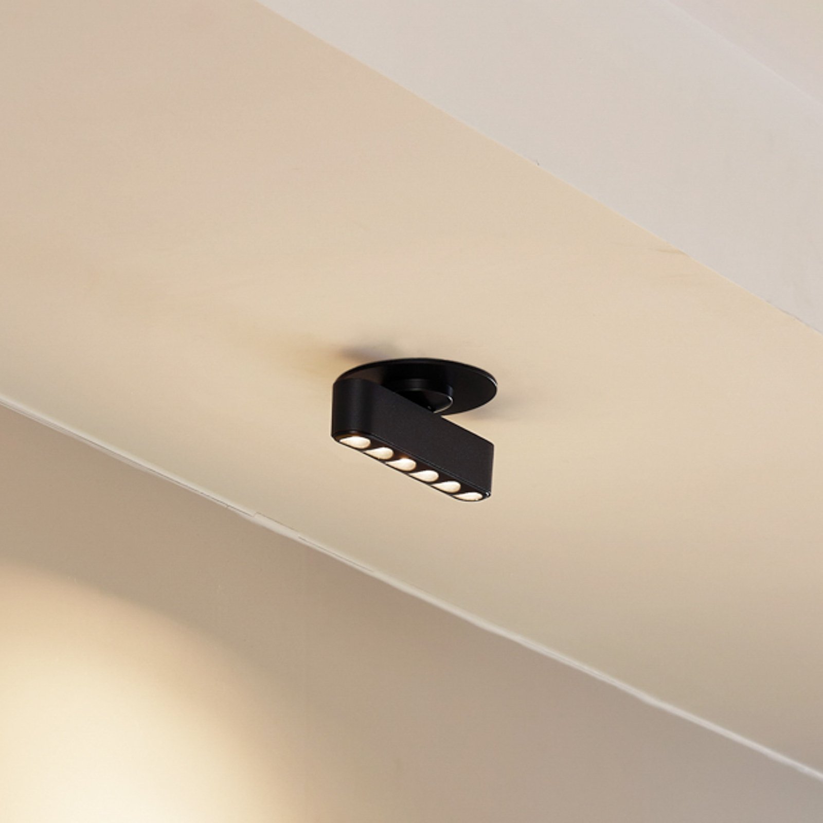 Lindby LED candeeiro de teto embutido Eldrin, preto, alumínio