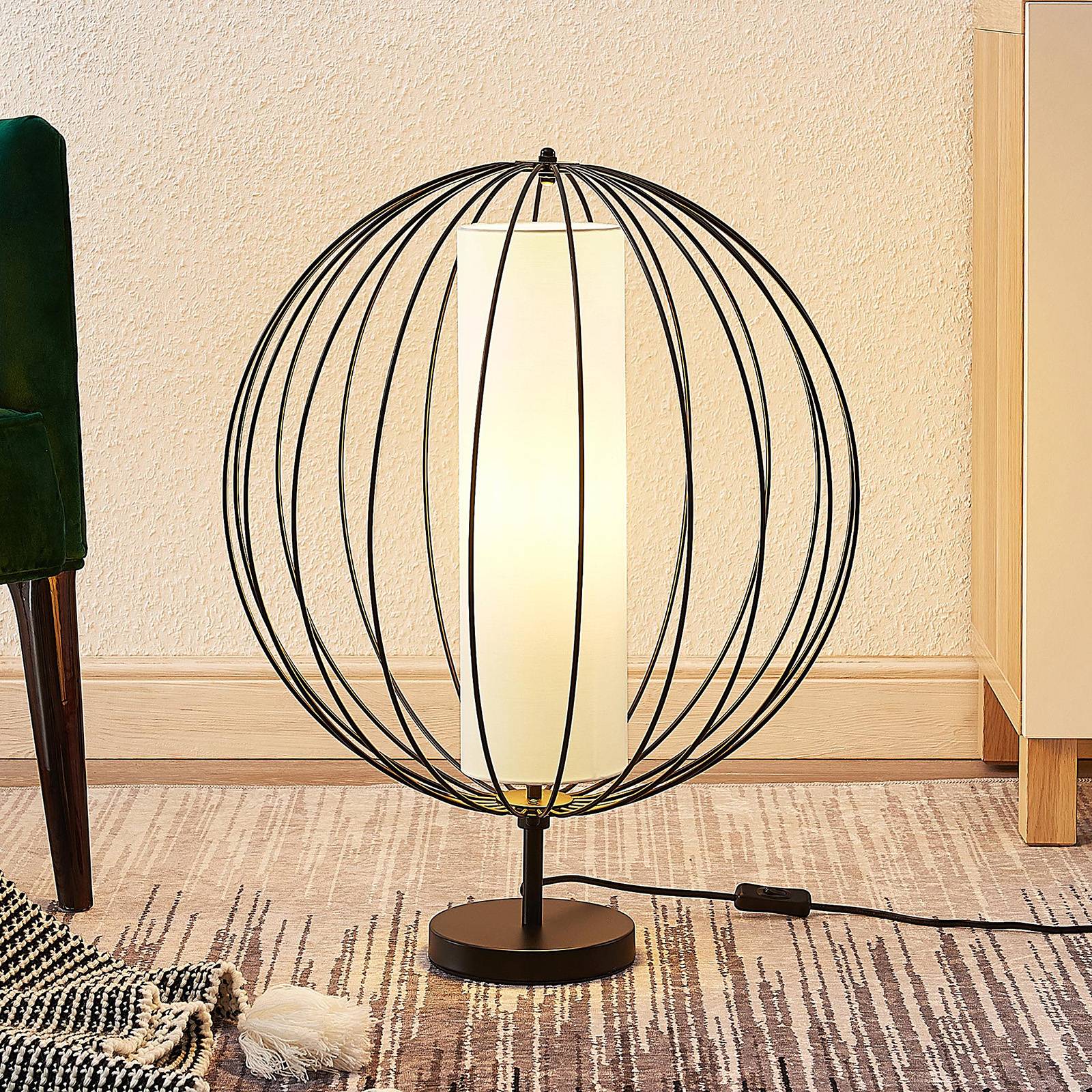Lindby Koriko bordlampe med rund burskærm