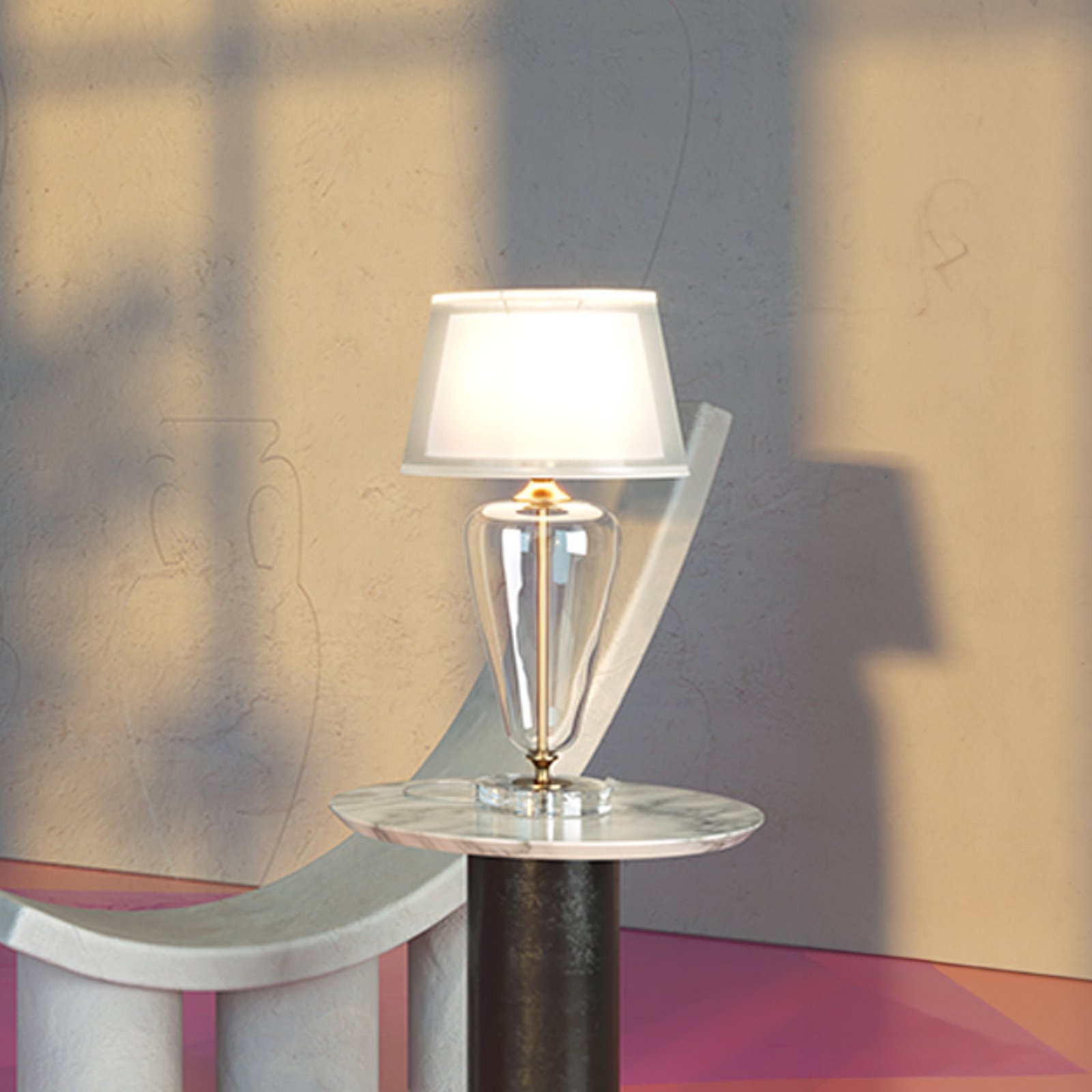 Maytoni lampe à poser Verre, or/blanc, hauteur 54 cm, verre