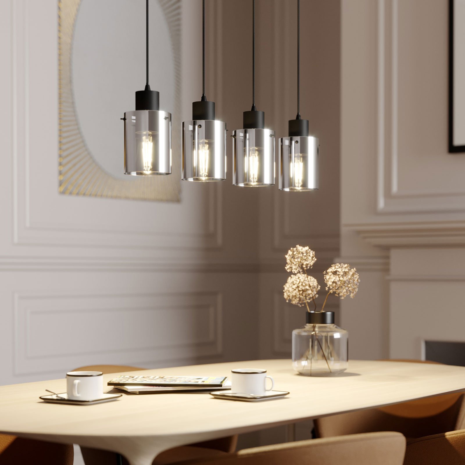 Kourtney Závěsná Lampa Black/Smoke - Lindby