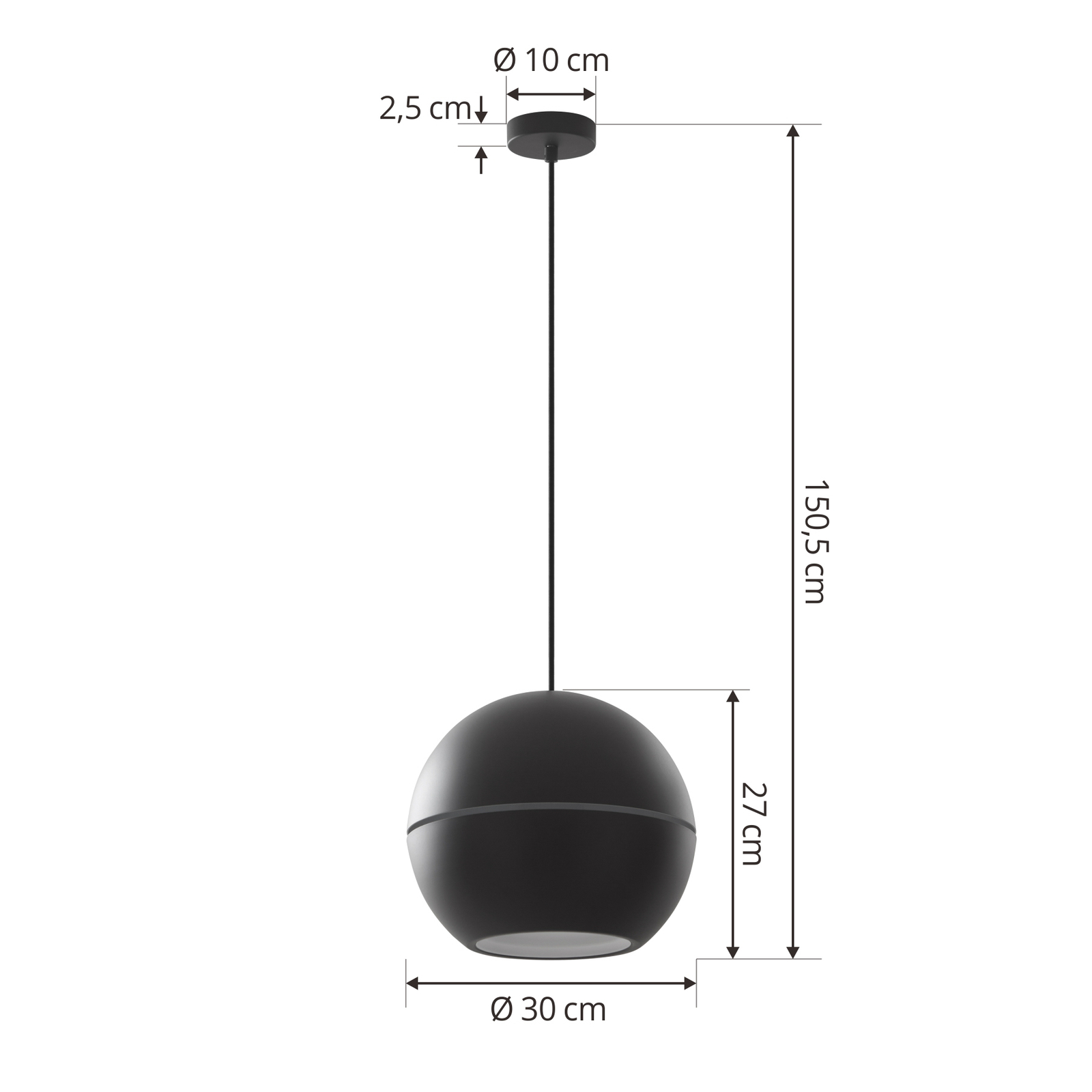 Lucande Hängeleuchte Calantha, schwarz, Aluminium, Ø 30 cm