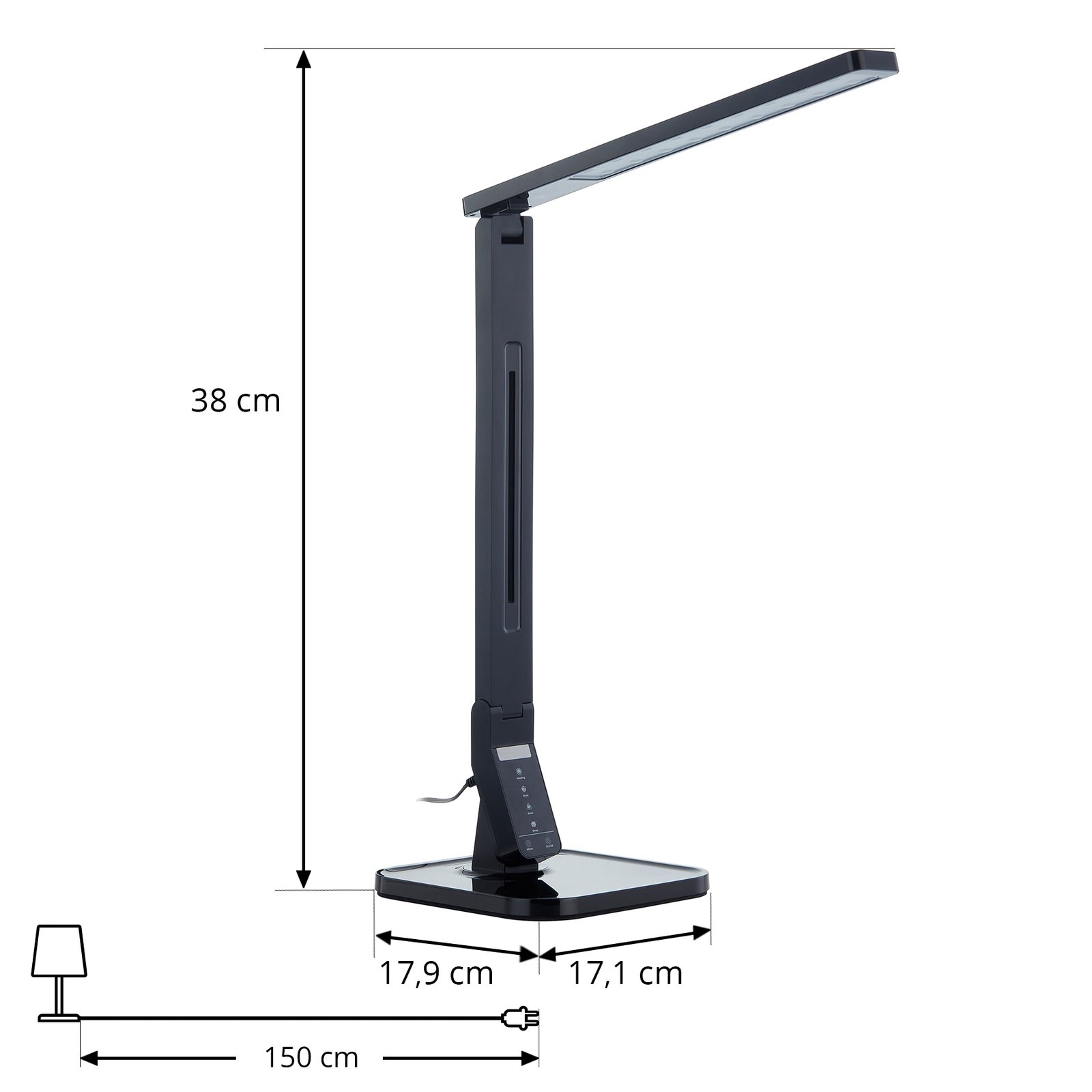 Lindby LED-Schreibtischleuchte Eleni, schwarz, CCT, dimmbar