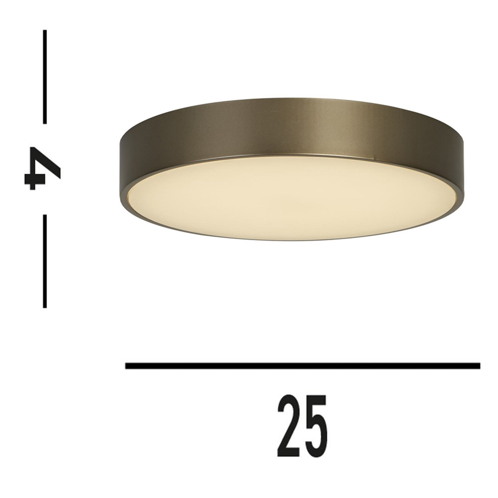 Palma LED ceiling light, bronze-coloured, Ø 25 cm, steel/acrylic