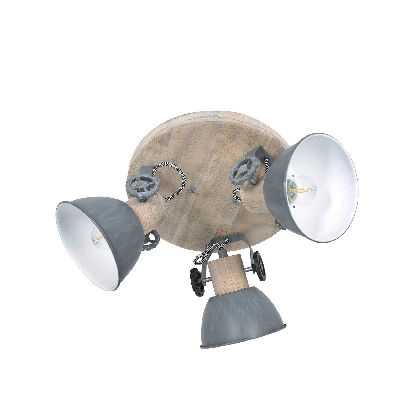 Plafondspot Gearwood, 3-lamps rond, grijs