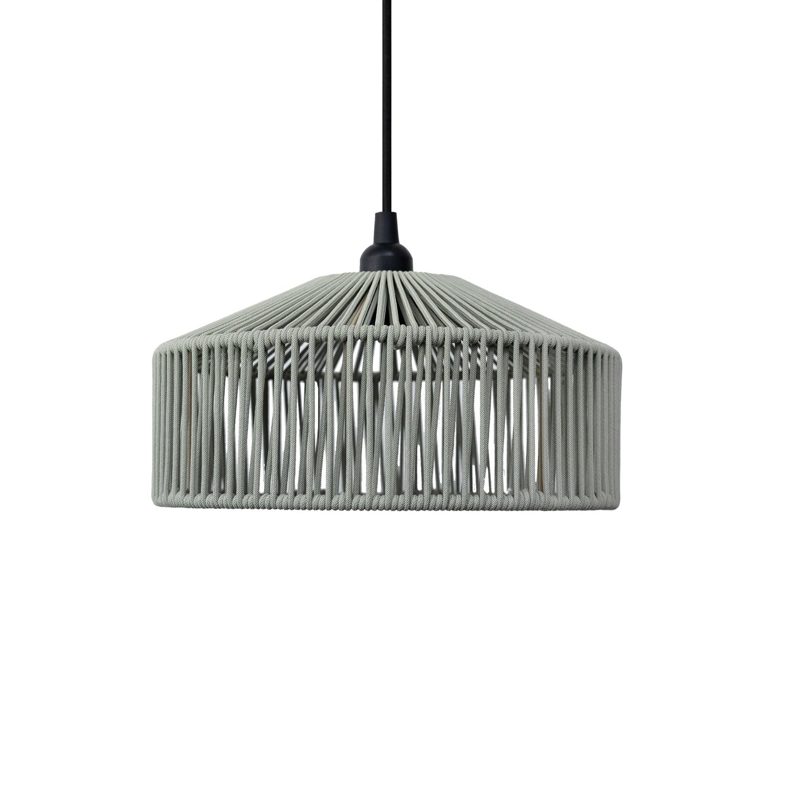 Newgarden pendellampe Calabardina, grønn, tau, Ø30cm, IP44