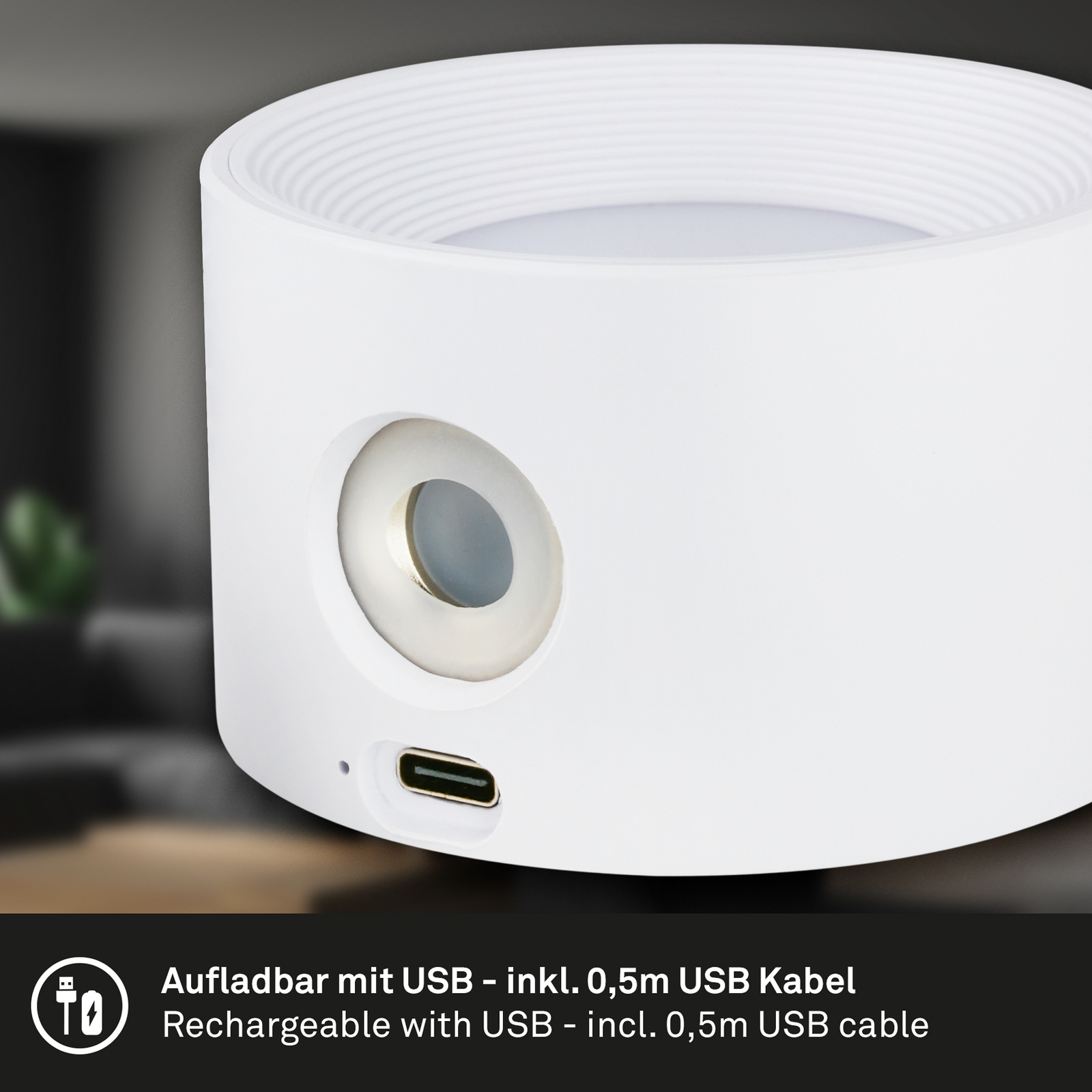 Klemmelampe Tari, hvit, CCT, berøringsdimmer, USB