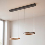 Sveja LED függő lámpa, hossza 85 cm, fekete/fa színű, CCT