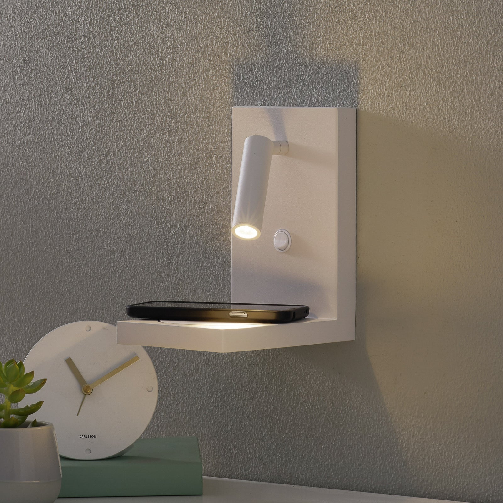 Candeeiro de parede LED Zanzibar com luz de leitura, branco