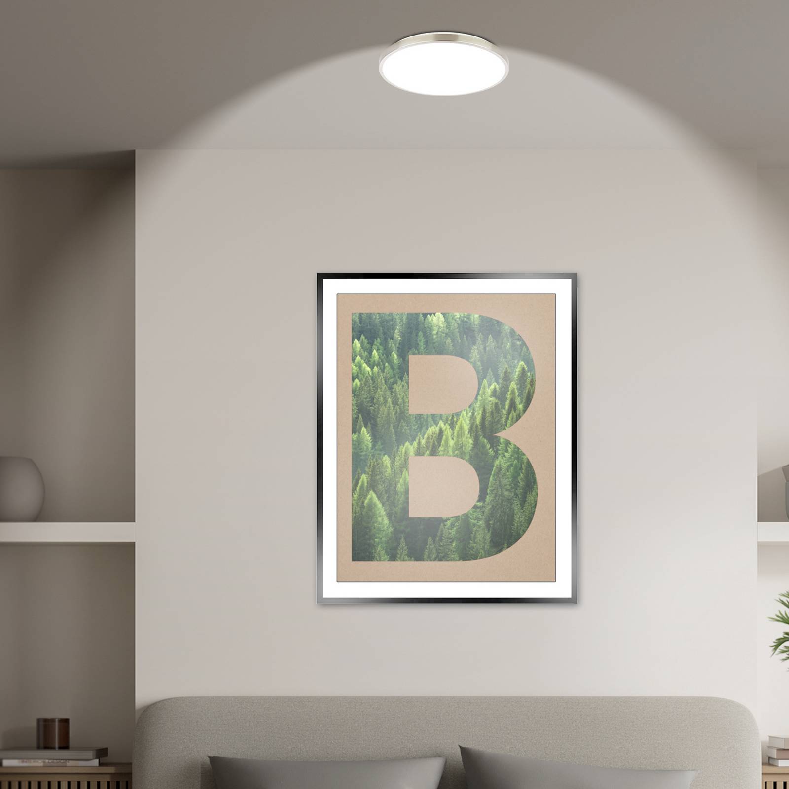 Lampa sufitowa LED Kaida nikiel matowy, Ø 30 cm, klasa efektywności