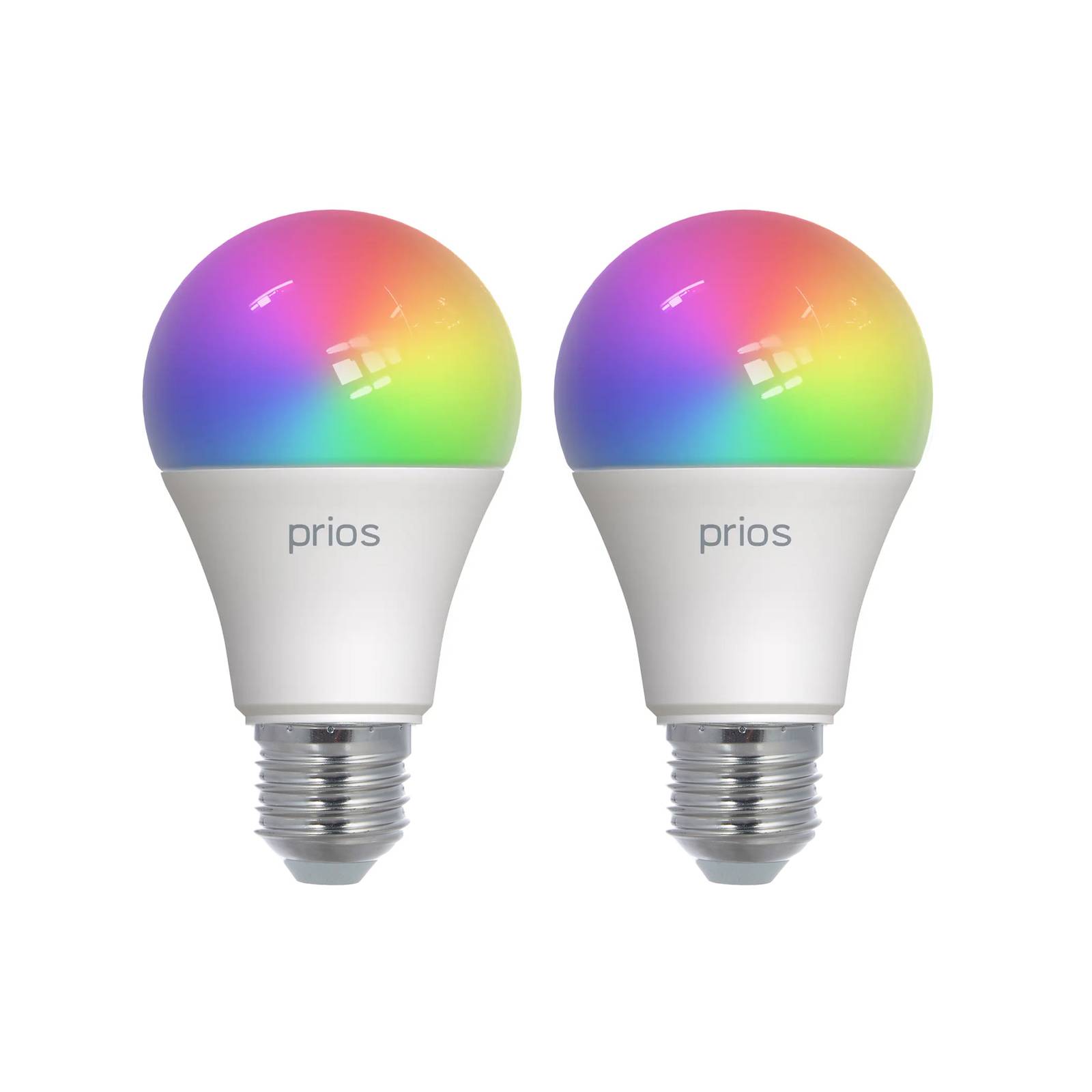 Prios LED-E27-pære A60 9 W RGBW WLAN mat 2 stk