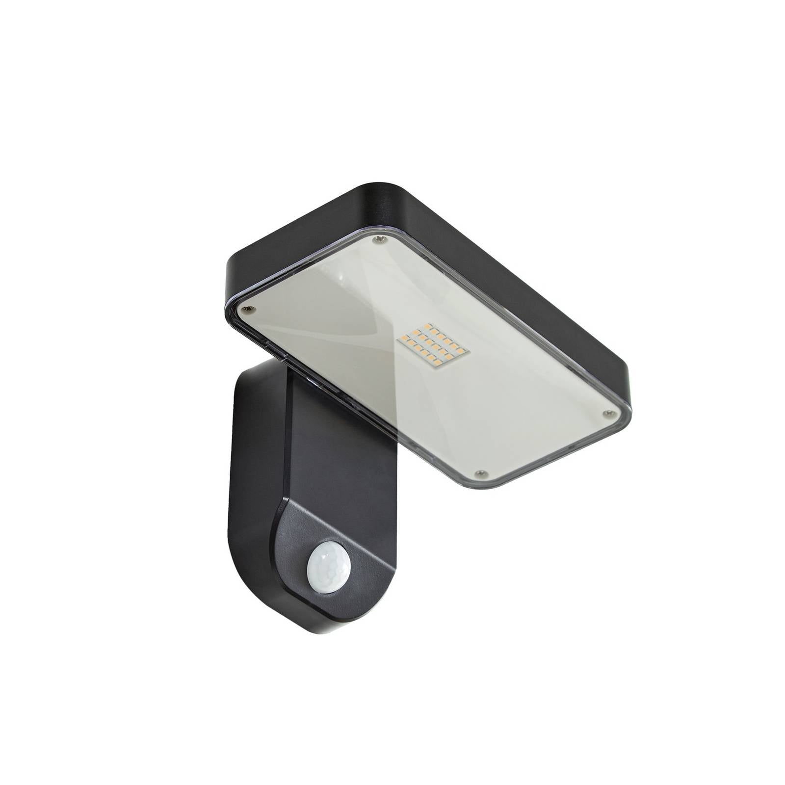 Prios LED-Solar-Wandlampe Tarlson, eckig, anthrazit, Sensor