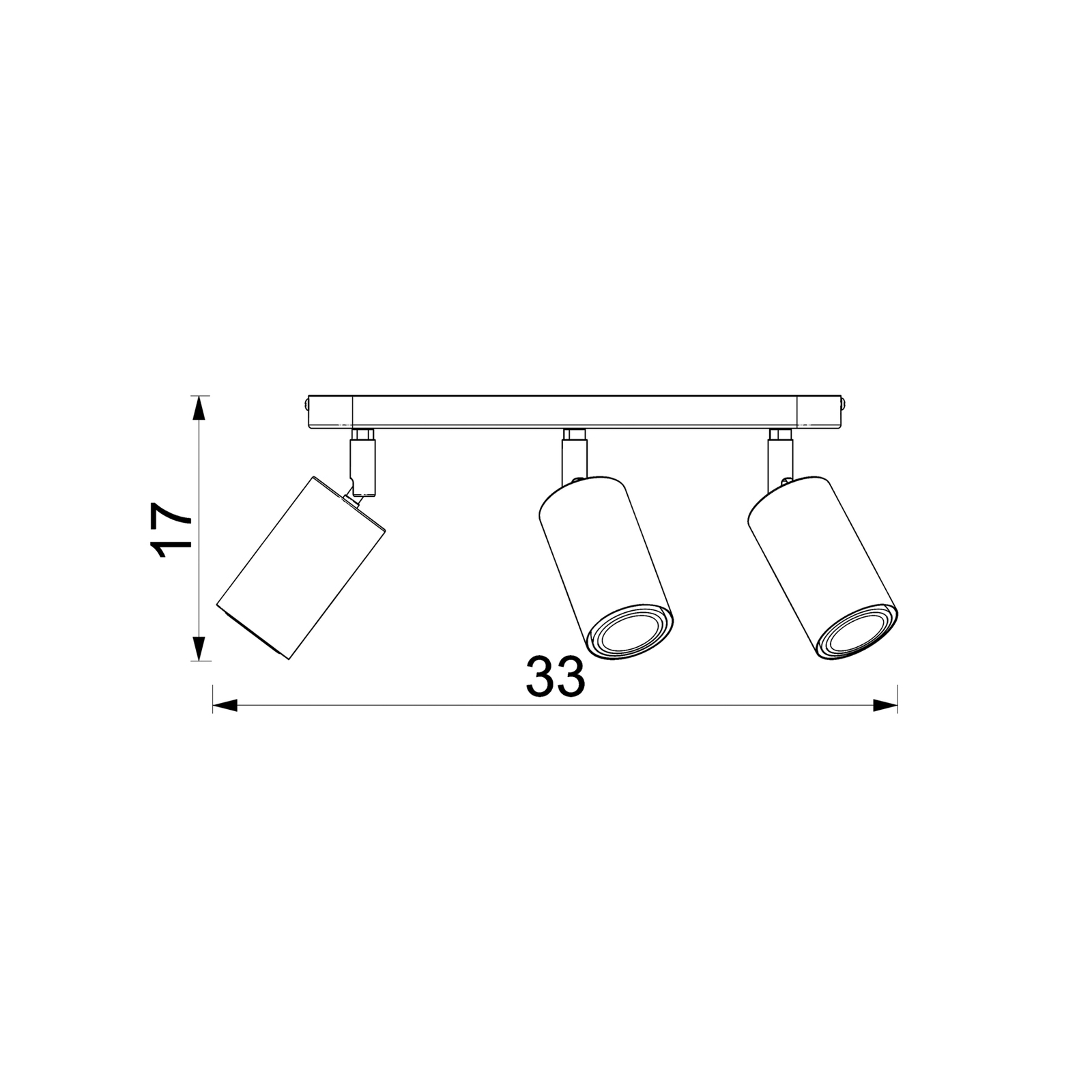 Plafonnier Nise, 3 lampes, allongé, acier noir, bois