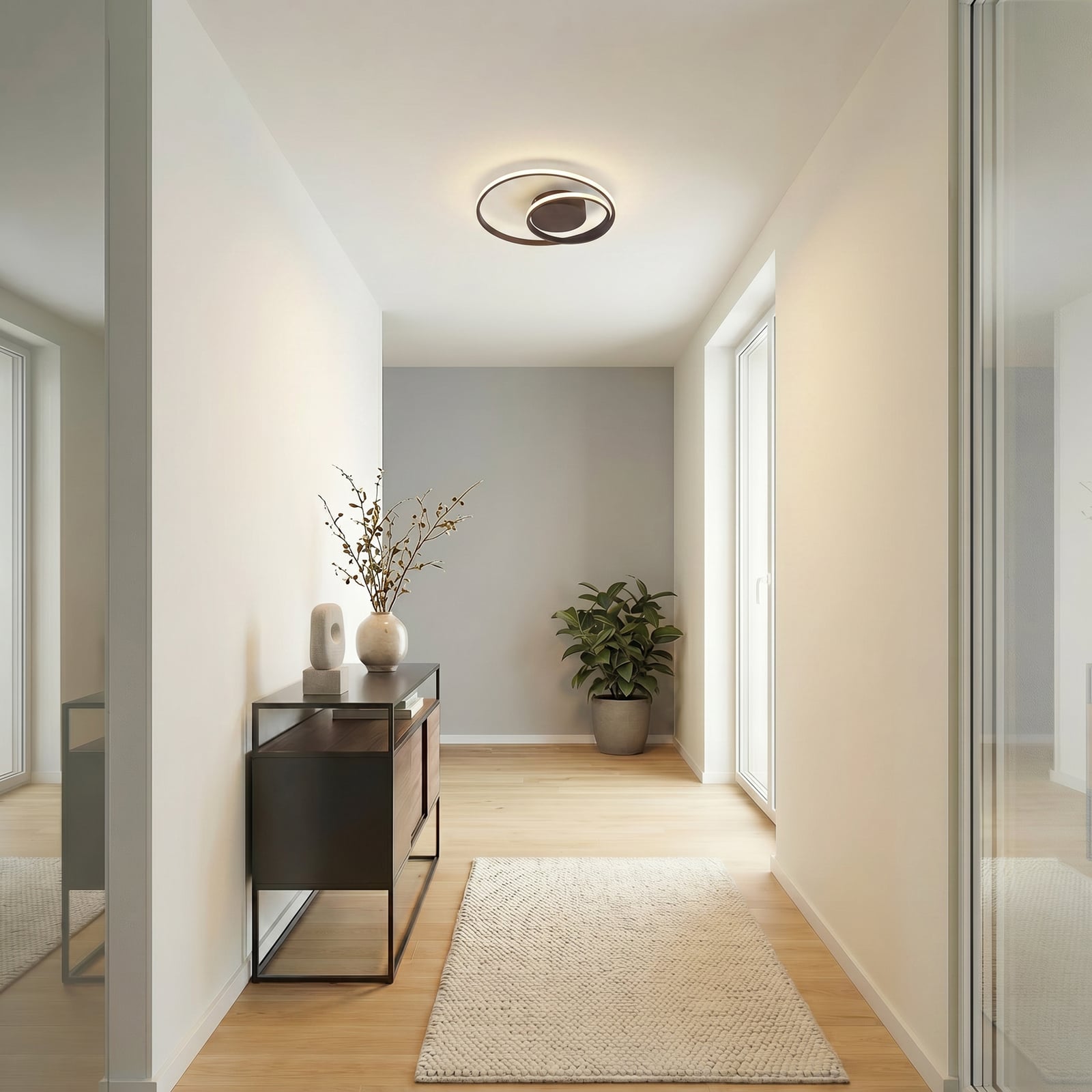 Lindby Plafonnier LED Emisua, noir, CCT, intensité variable