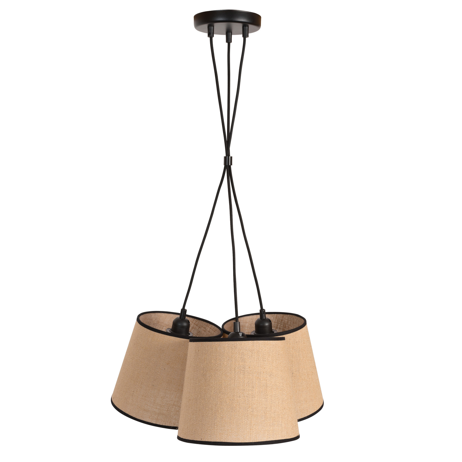 Hanglamp Jute&black natuur 3-lamps Ø kap 36cm