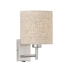 Dreamer wall light, linen lampshade sand, nickel