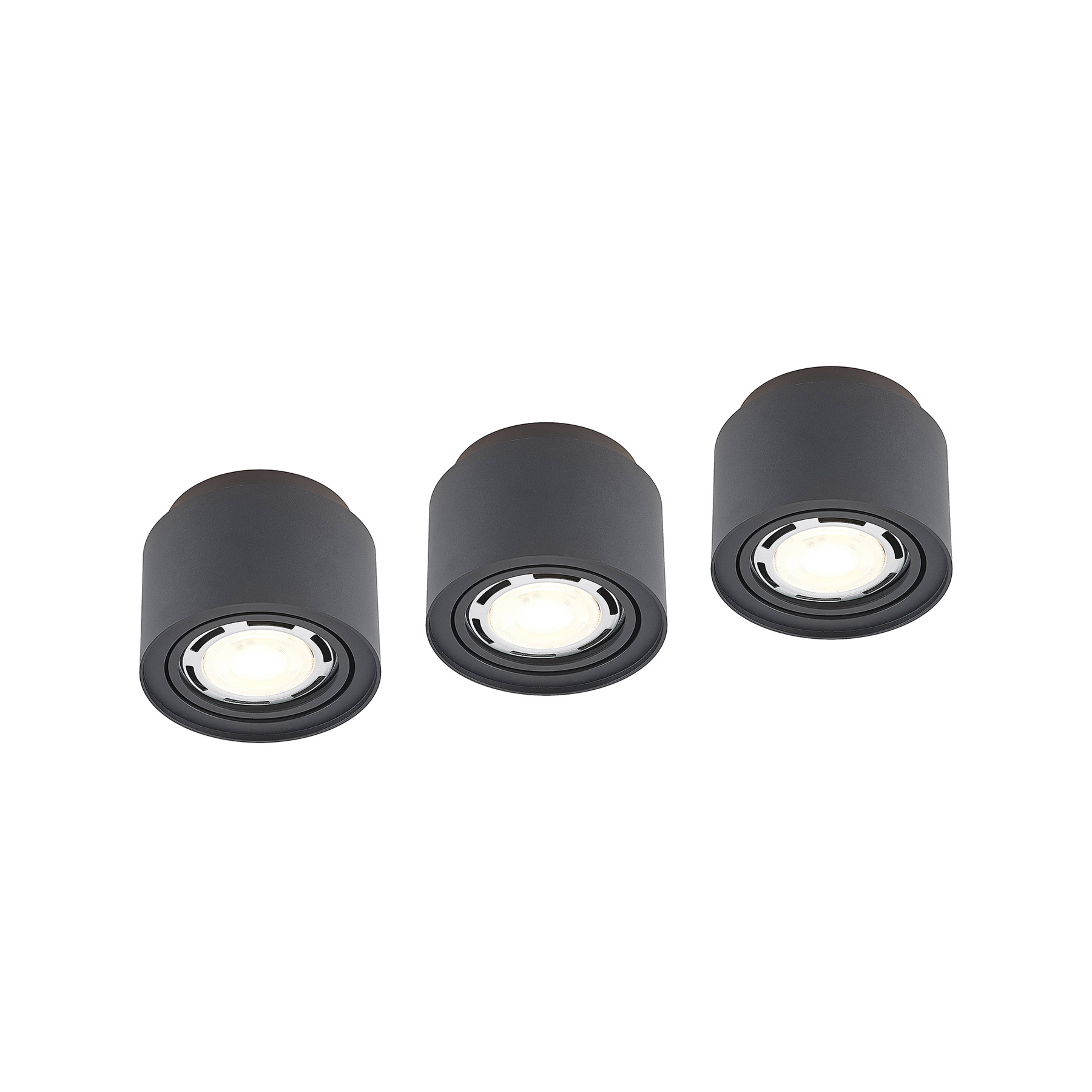 Arcchio lámpara de techo Talima, redonda, negro, aluminio, set de 3