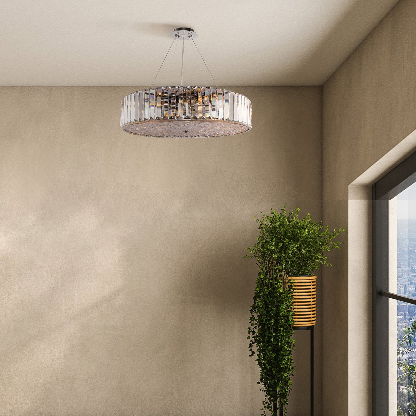 Maytoni Recinto pendant light, Ø 53 cm, glass, 8 x E27