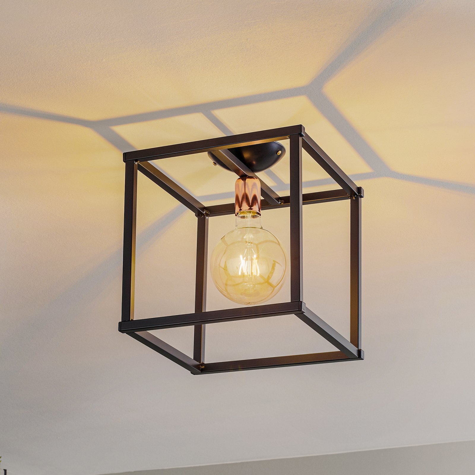 Donder interieur lens Plafondlamp Floki als open kubus | Lampen24.nl