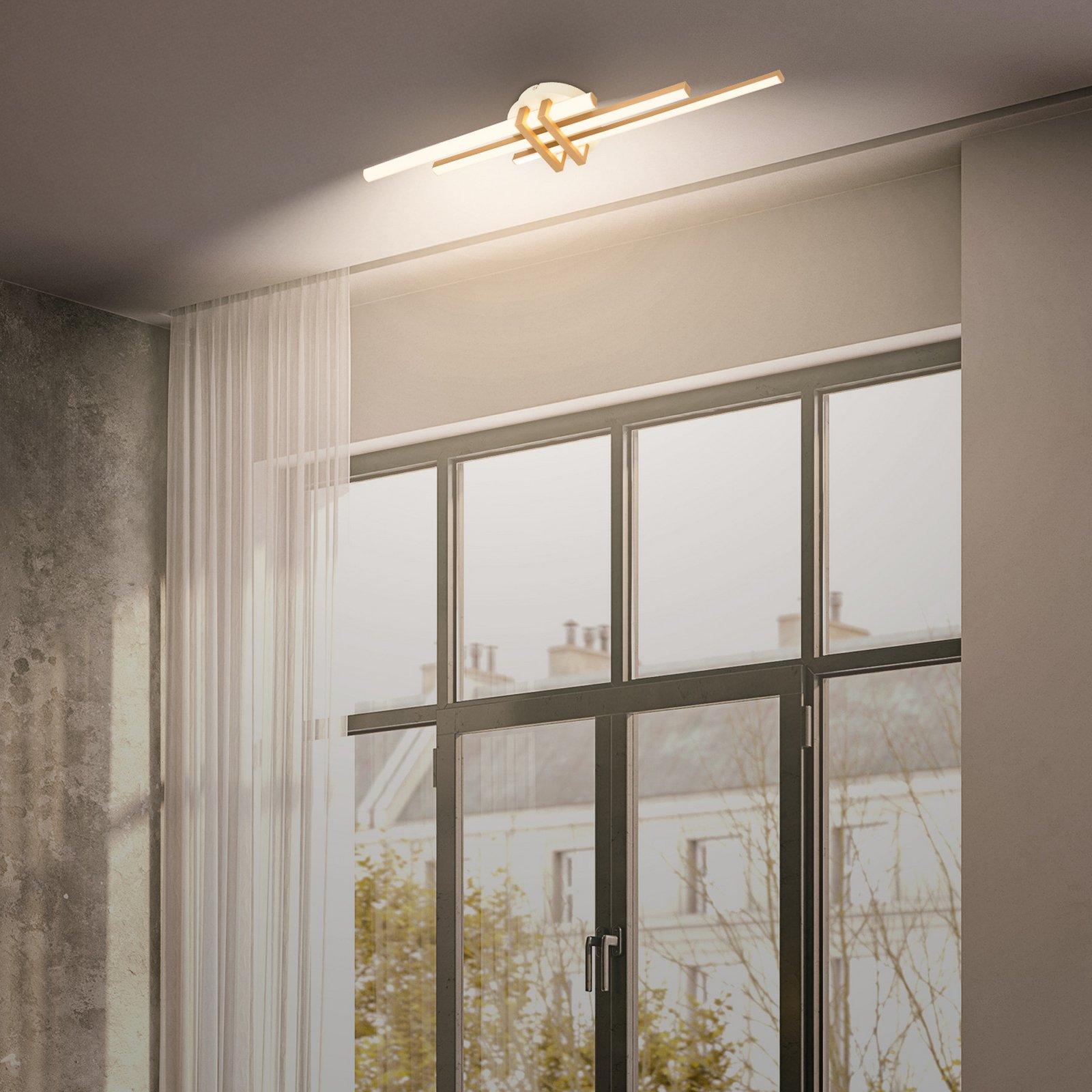 LED stropna lampa Tinka, svijetlosiva/smeđa, duljina 78 cm