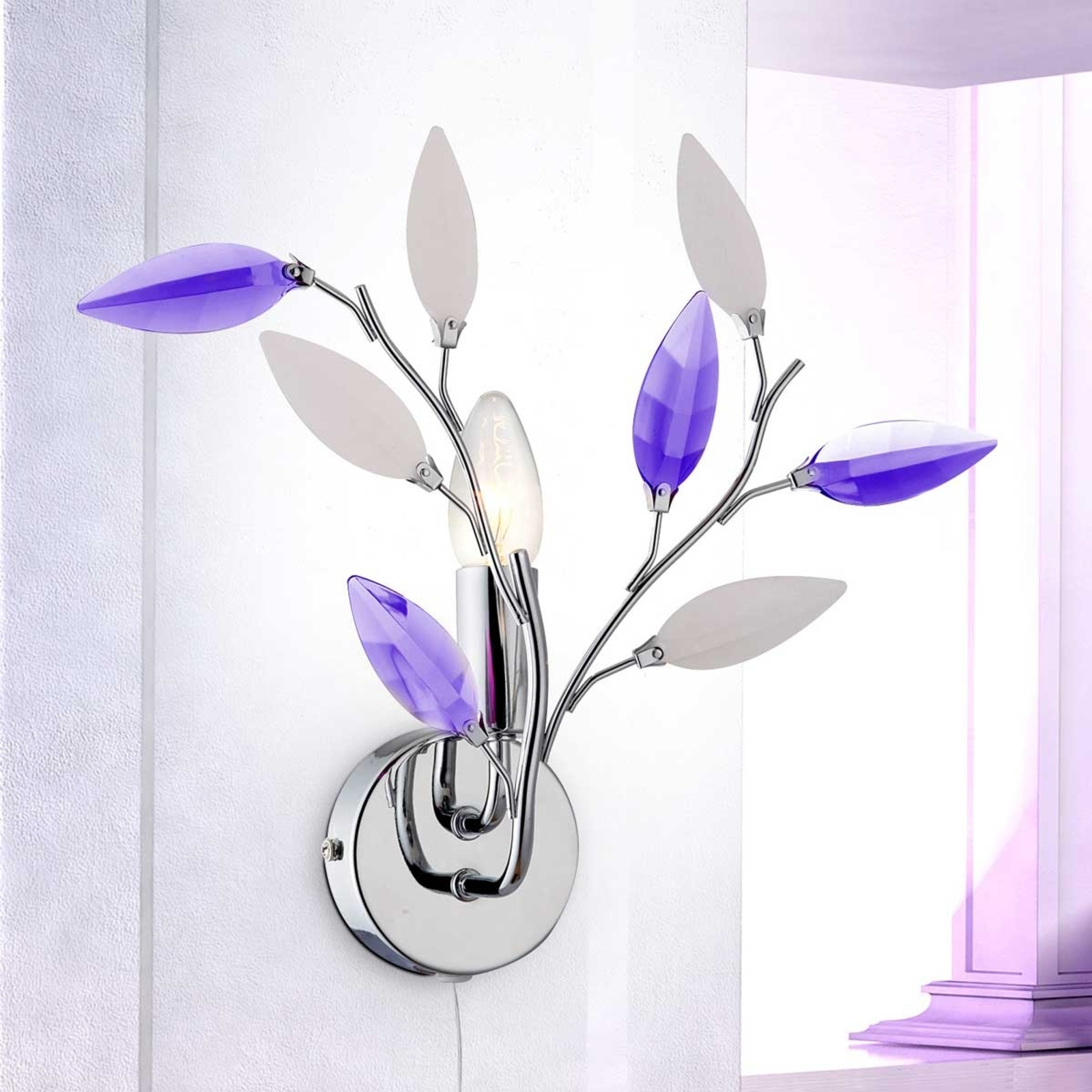 Globo GIULETTA Mellow Wall Lamp, for Living / Dining Room, Metal, acrylic, E14, 40 W, energy efficiency: A++, W: 35 cm, H: 48 cm