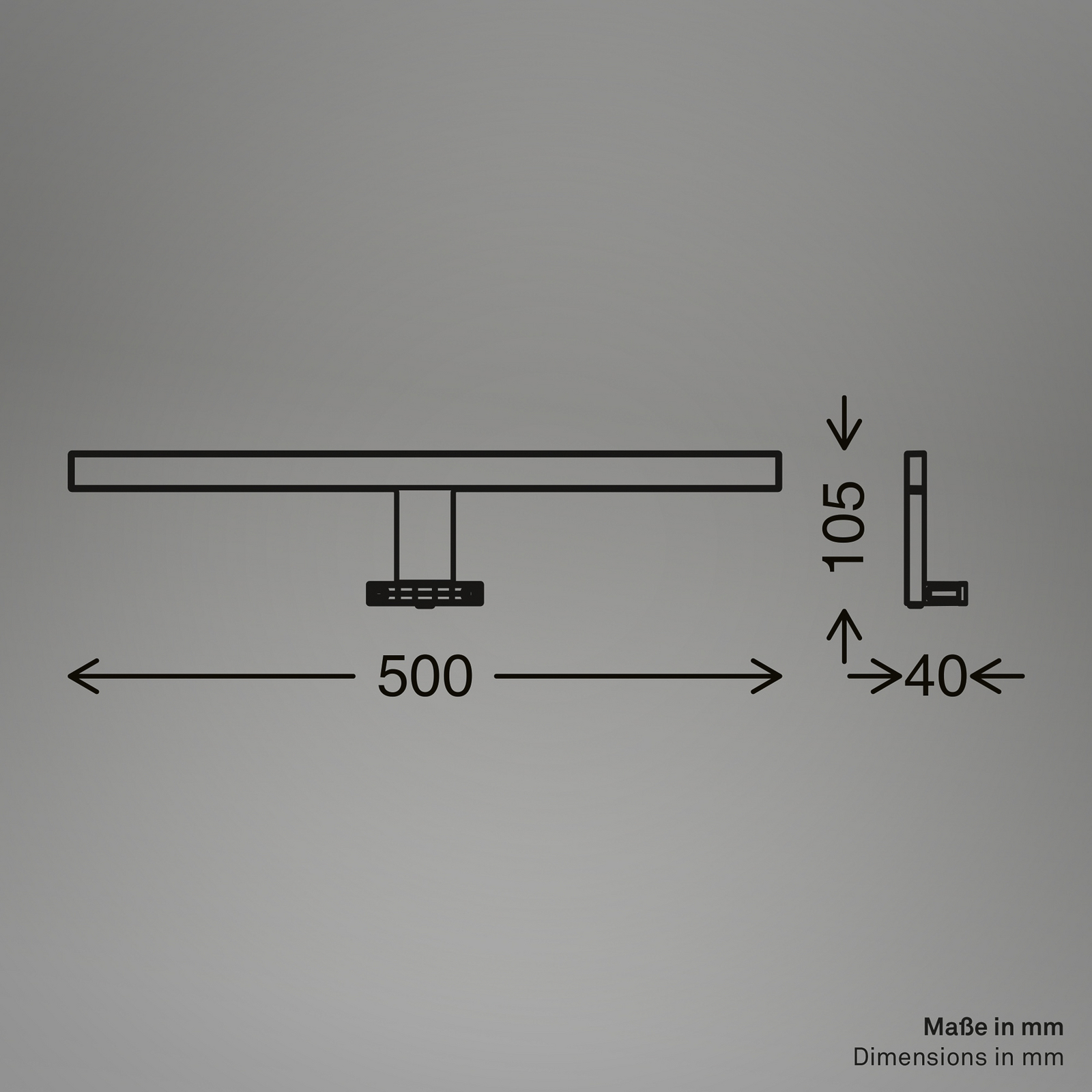 LED spoguļlampa Dun 2 in 1, melna matēta, IP44, garums 50 cm