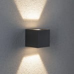 Paulmann Cybo LED outdoor wall light, 2,700 K, 8 x 8 cm, grey