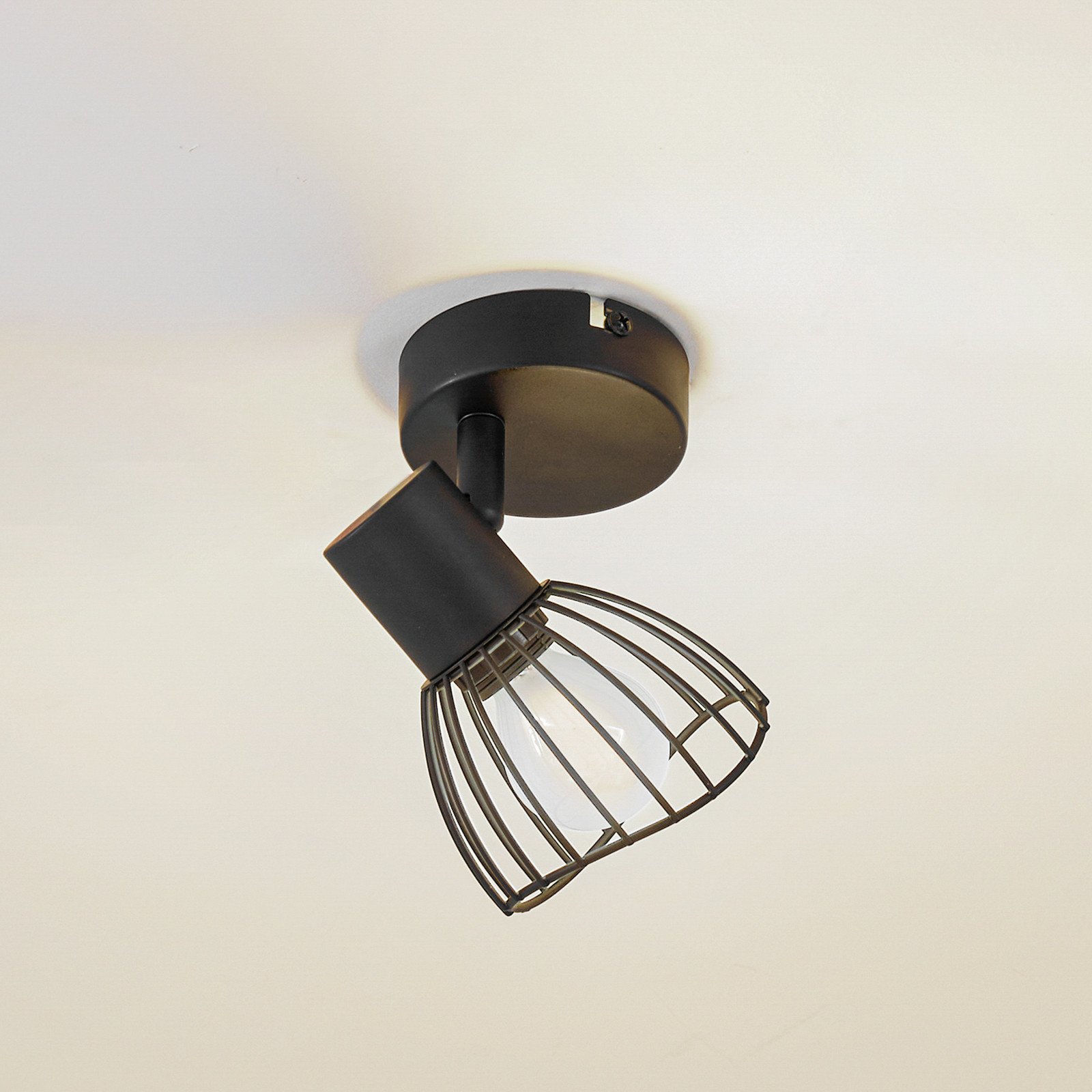 Lindby plafonieră Piena negru 1 bec metal Ø 9.3cm - Camera de zi / sufragerie - modern