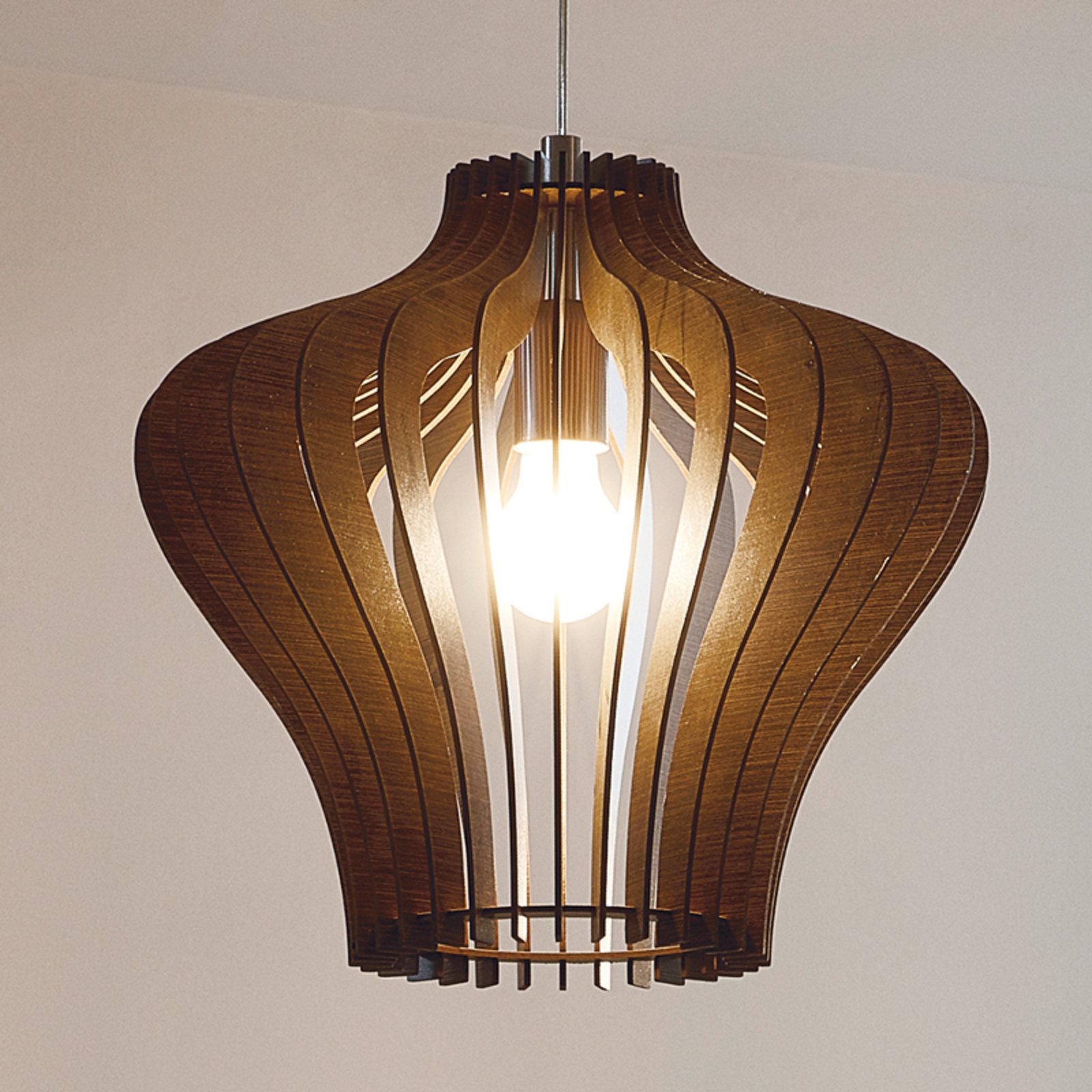 EGLO Impressive Cossano pendant light, for Living / Dining Room, metal, wood, E27, 60 W, energy efficiency: A++