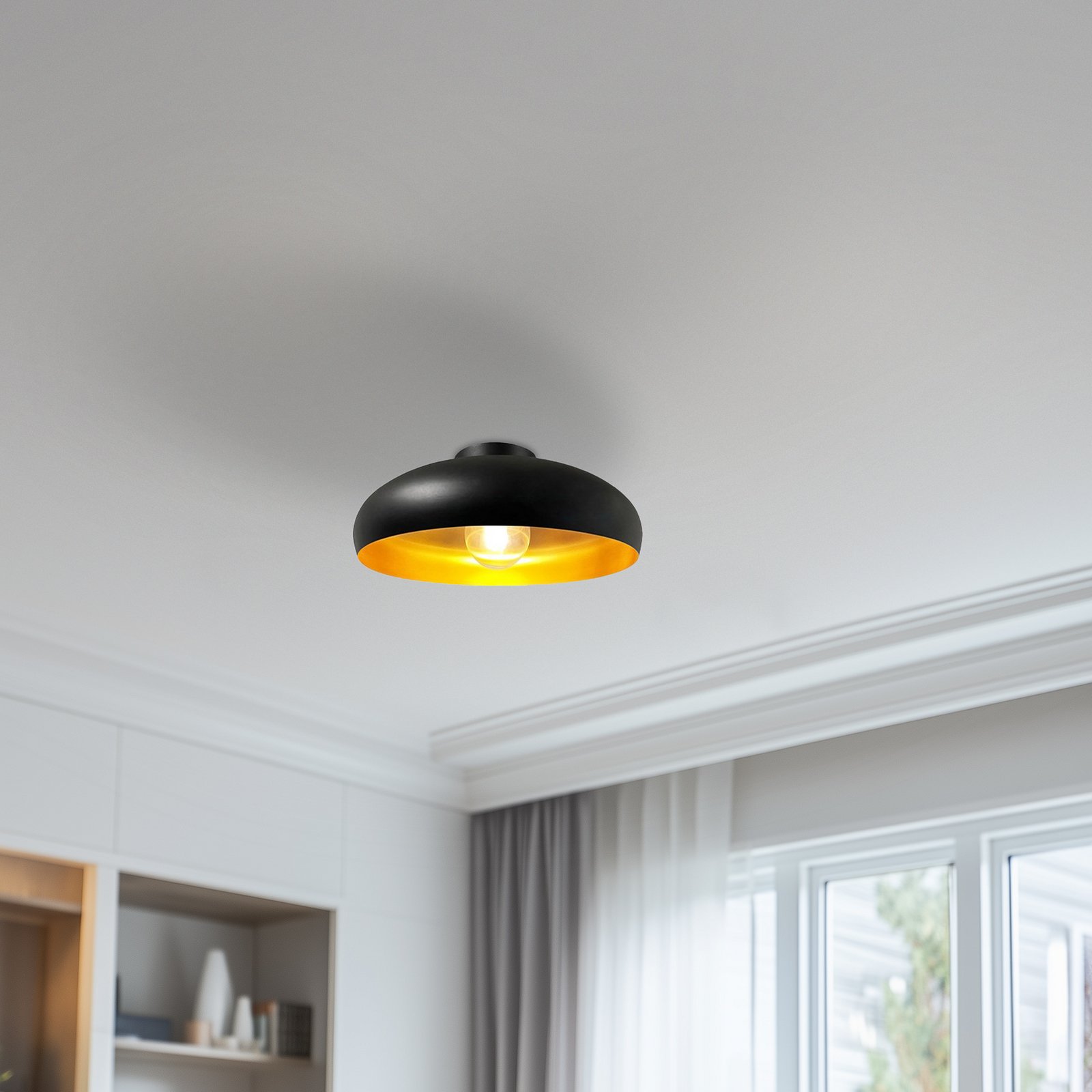 Olli ceiling light, black/gold Ø 40 cm, metal, E27