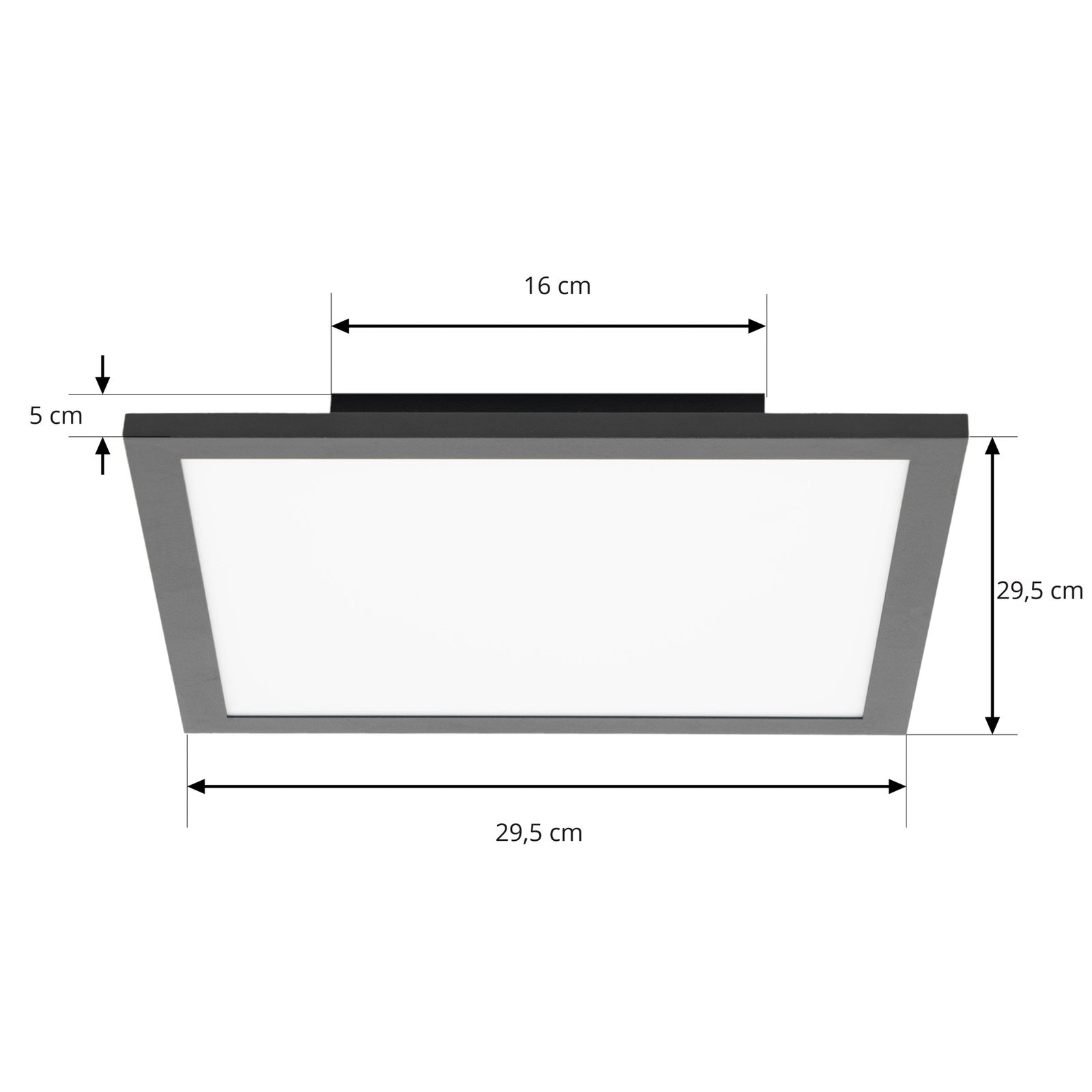 Laminátový panel Lindby LED, čierny, 29,5 x 29,5 cm