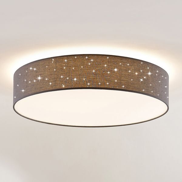 Ellamina LED Kattovalaisin Ø60 Dark Grey - Lindby - Olohuone - Moderni - Kangas / tekstiili - Pyöreä — Lindby