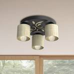 Таванна лампа Adeline с ратанови абажури 3 светлини кръг
