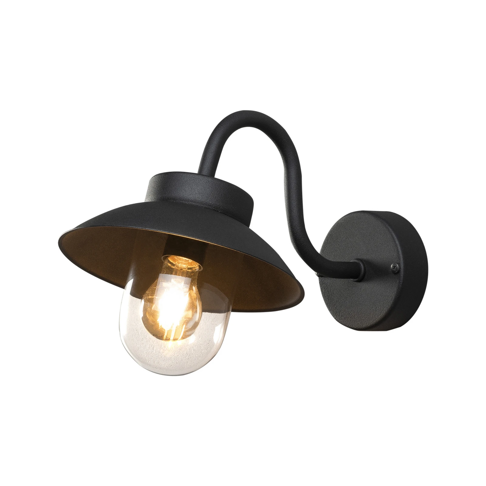 Utomhusvägglampa Vega Mini, bredd 22 cm, svart