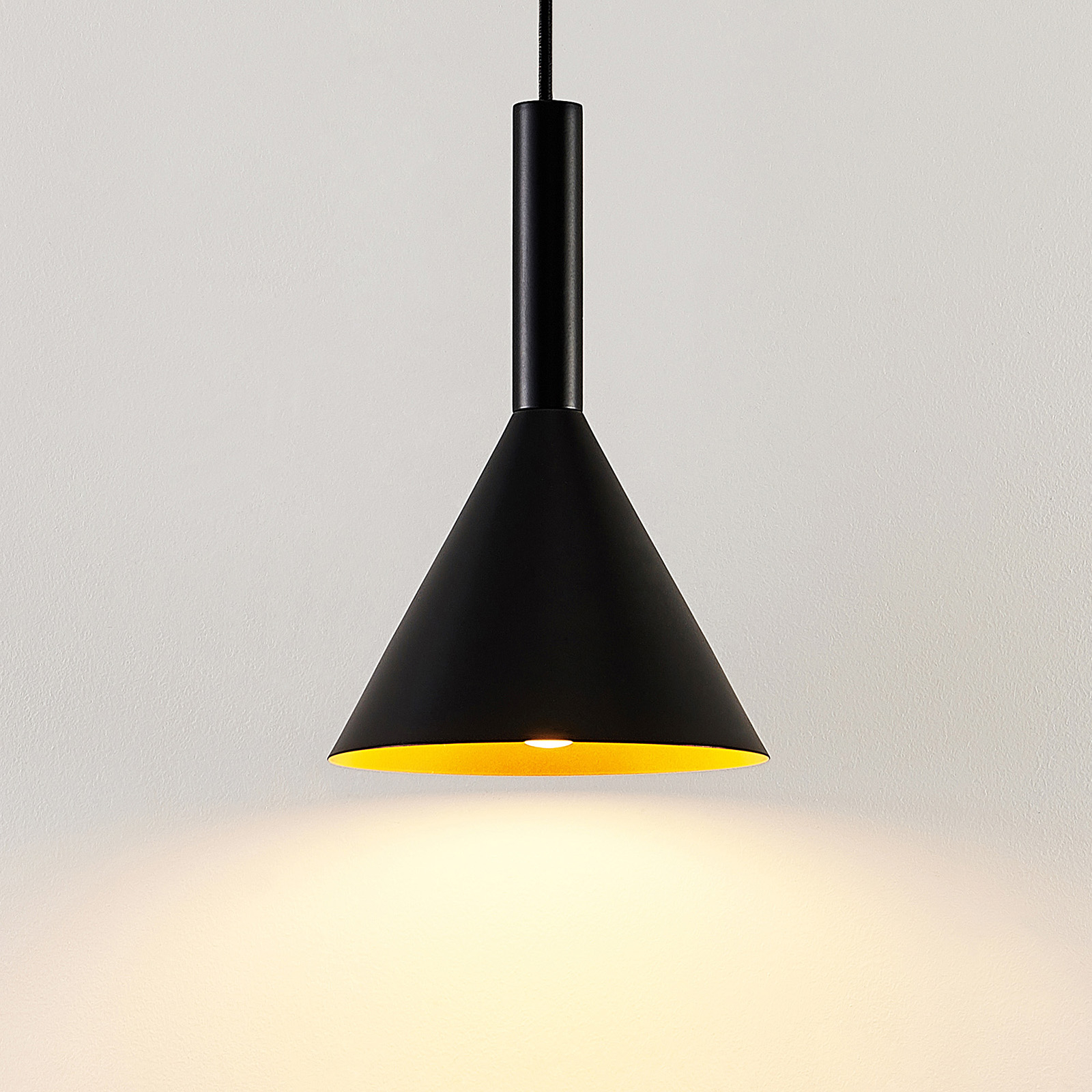 Arcchio Tadej pendant lamp 1-bulb 19 cm black-gold, for Living / Dining Room, steel, E27, 40 W, energy efficiency: A++, H: 28 cm