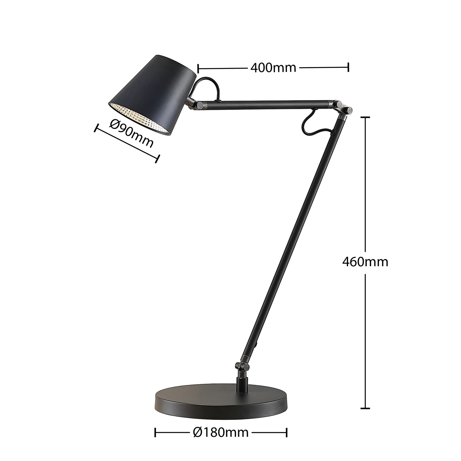 Lucande Tarris LED-Schrebtischlampe, schwarz