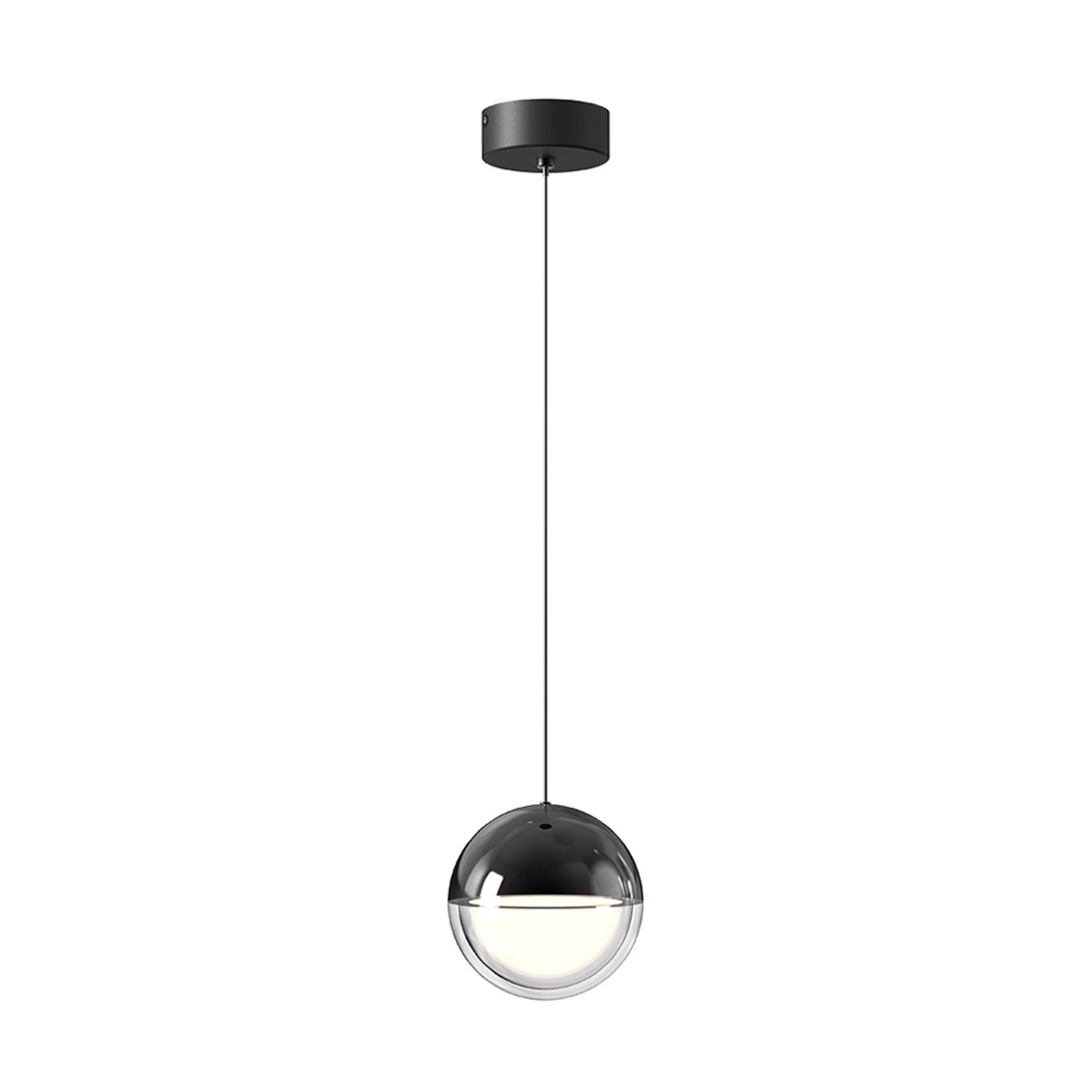 Viokef Lampă suspendată LED Zirea negru/crom Ø 12 cm metal - Camera de zi / sufragerie - Modern - negru crom transparent