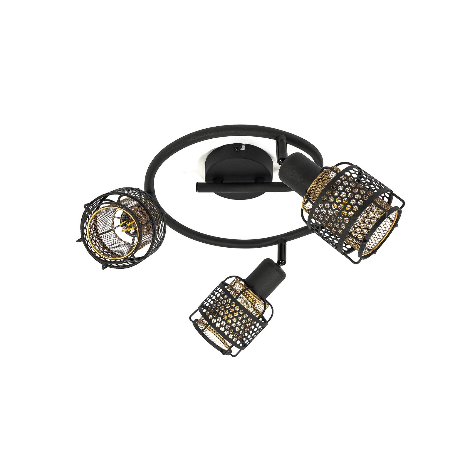 Eudoria 3 Round Plafonnier Black/Gold - Lindby
