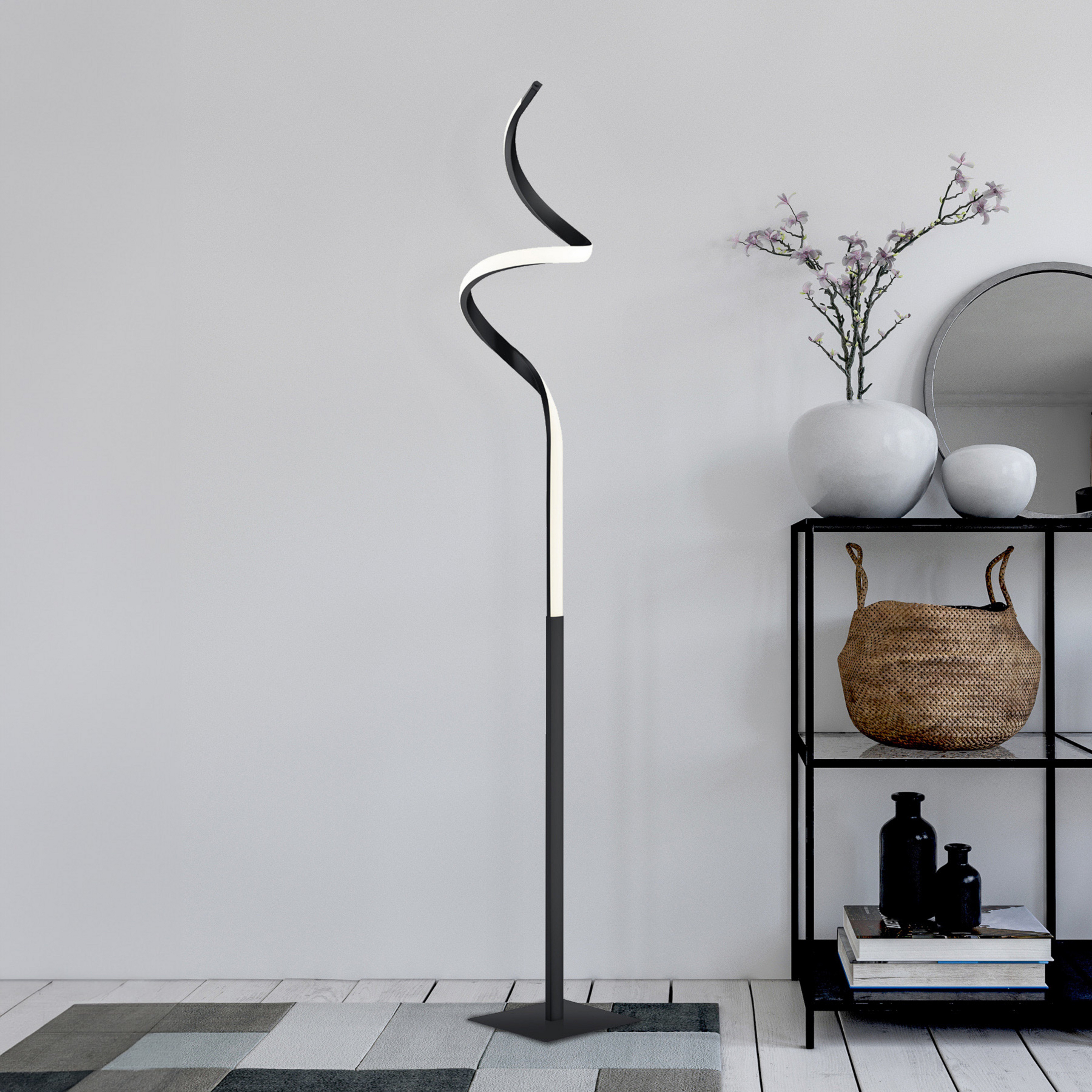 Φωτιστικό δαπέδου LED Course, μαύρο ματ, 3.000 K, ύψος 145 cm