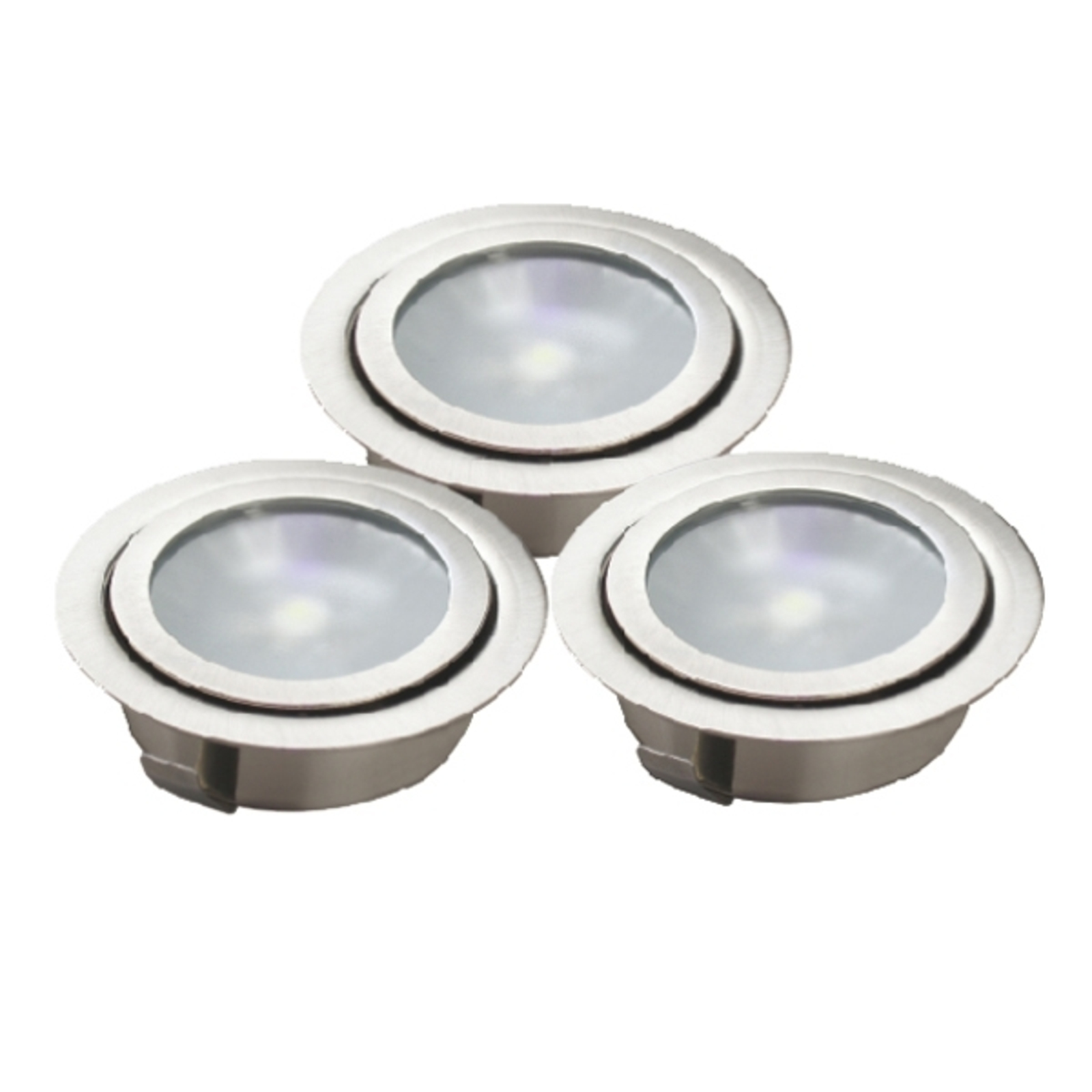 Pamalux Set of three LED recessed floor lights LUXA, for Living / Dining Room, aluminium, glass, 0.5 W, energy efficiency: A+