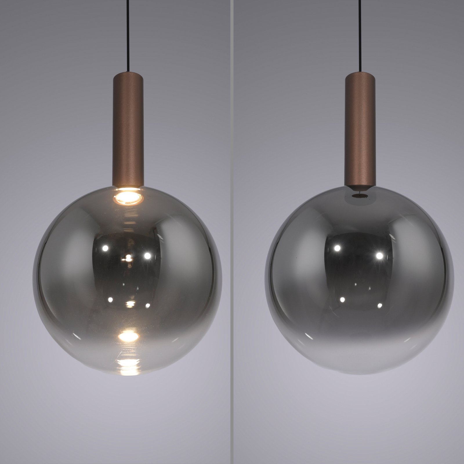 Paul Neuhaus LED závěsné světlo Bowl, Ø 20 cm, hnědá/šedá