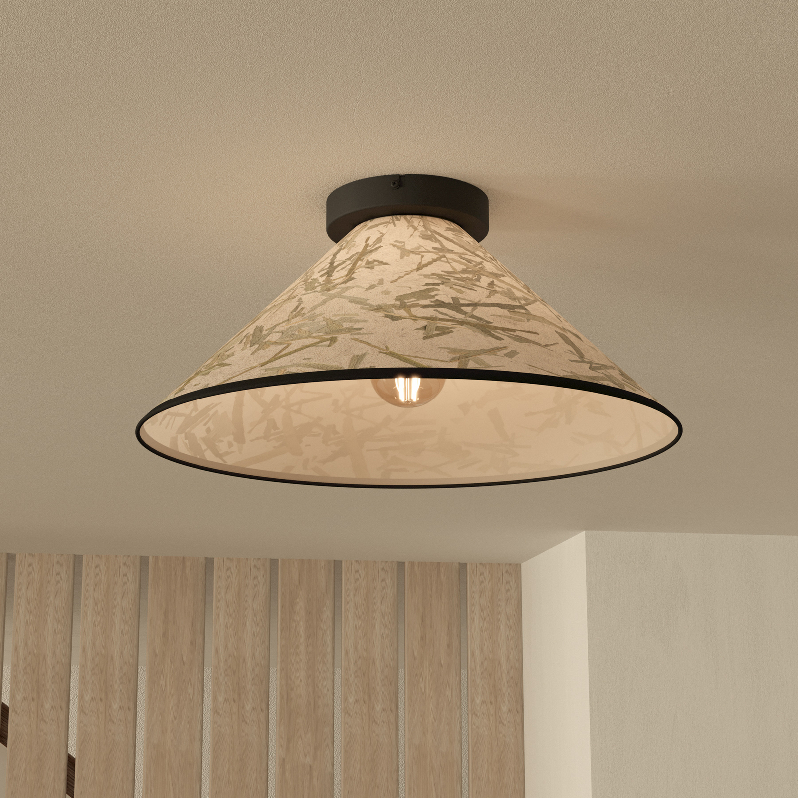 Осветително тяло за таван Oxpark, Ø 42 cm, зелено/бяло/черно, плат