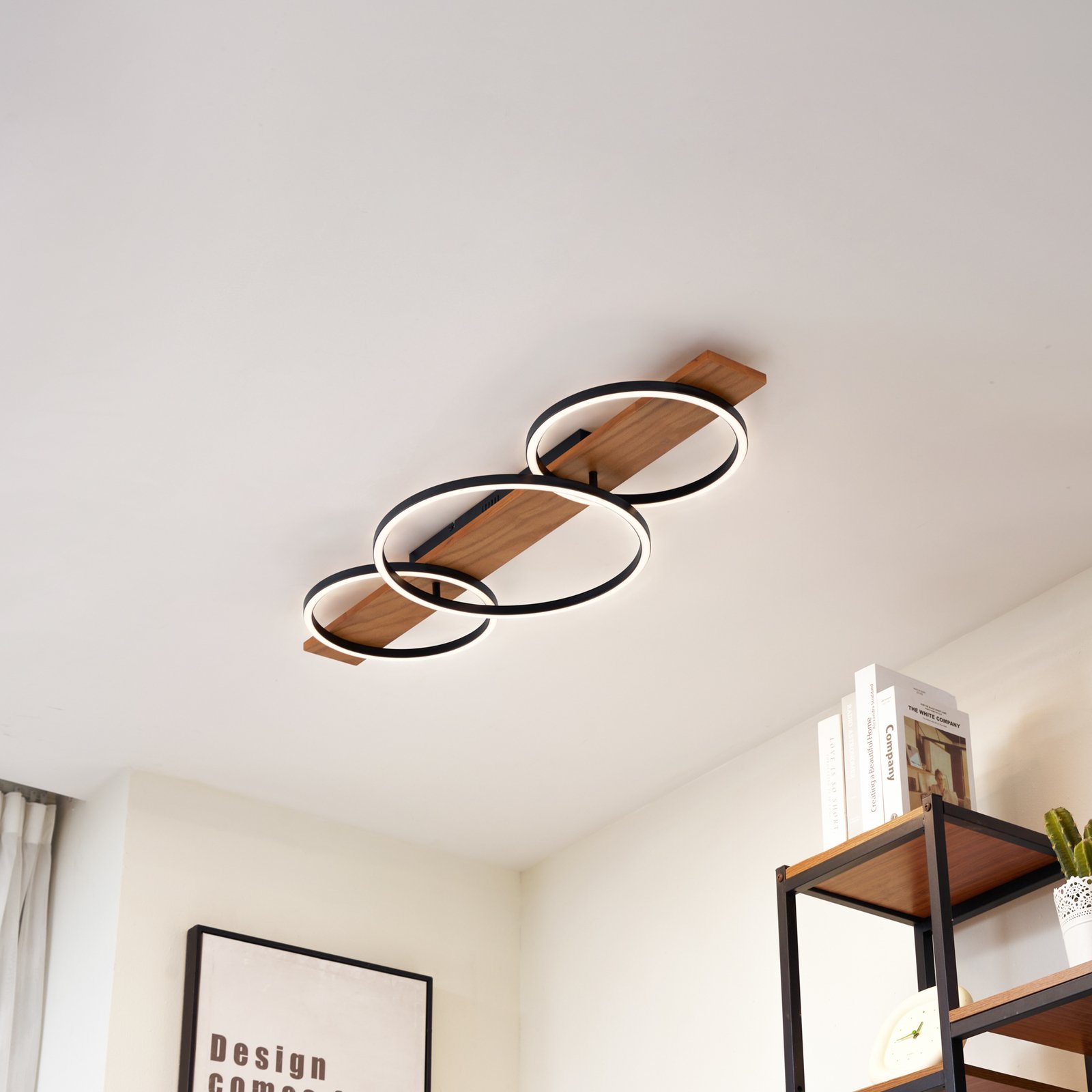 Galad 3 LED Lámpara de Techo Madera - Lindby