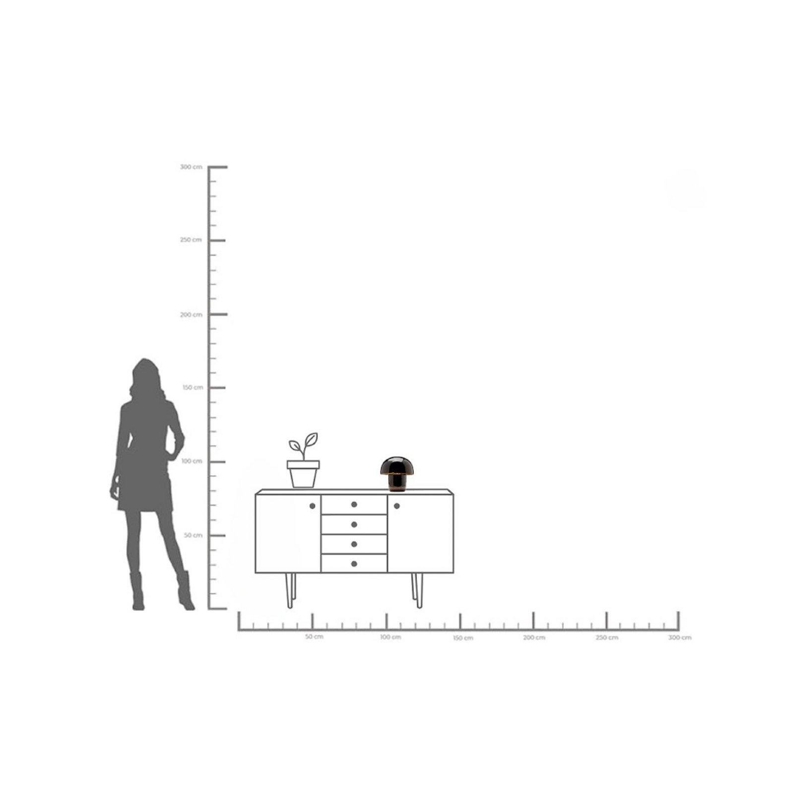 Kare galda lampa Mushroom, melna, metāls, 20 cm, E14