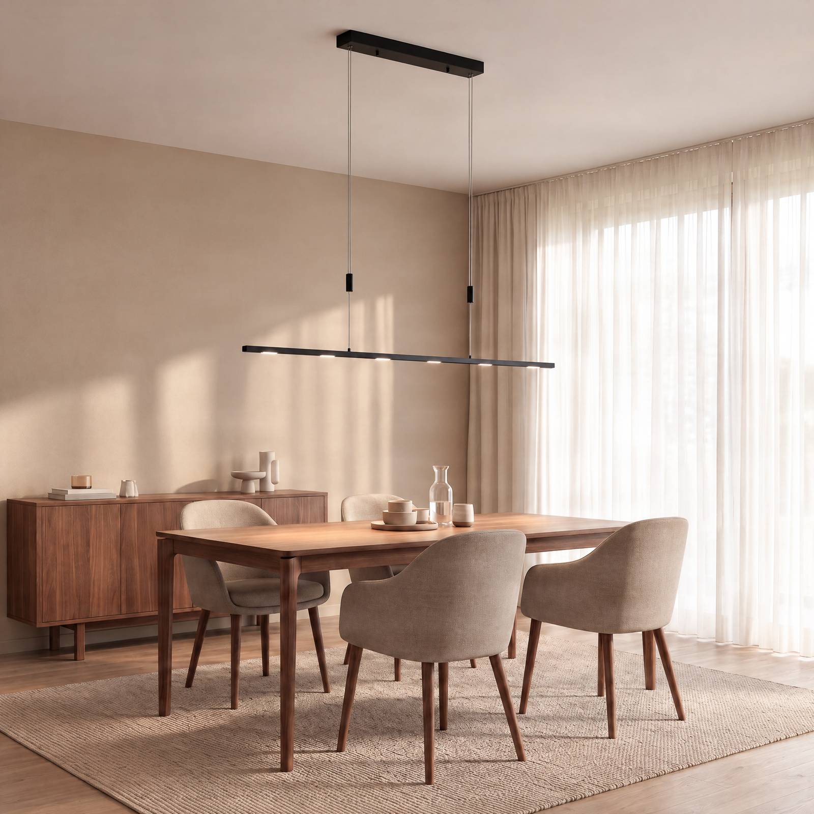 Lucande LED hanglamp Stakato, 120 cm, 6-lamps, dimbaar