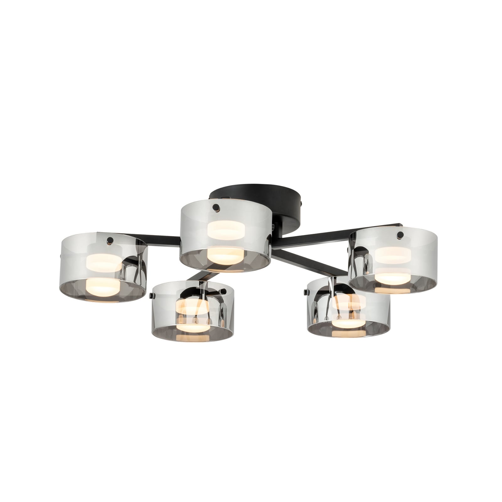 LED-loftlampe Copillos, sort Ø 66 cm glas/metal 5 lyskilder.