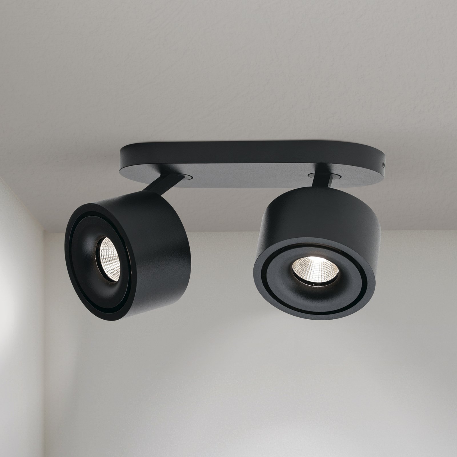 Spot pour plafond LED Specter, noir, longueur 19,4 cm, aluminium