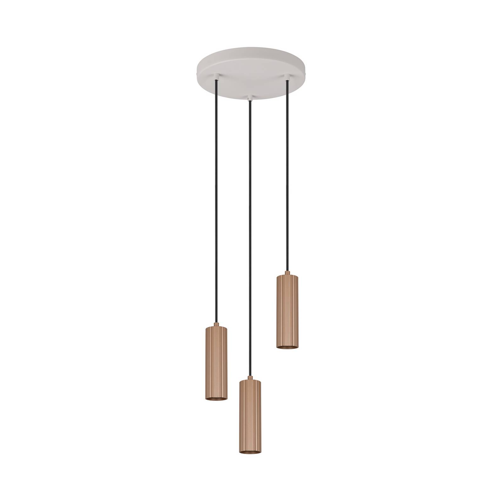 Hängelampe Soka, braun/grau, Ø 28 cm, Metall, 3-flg.