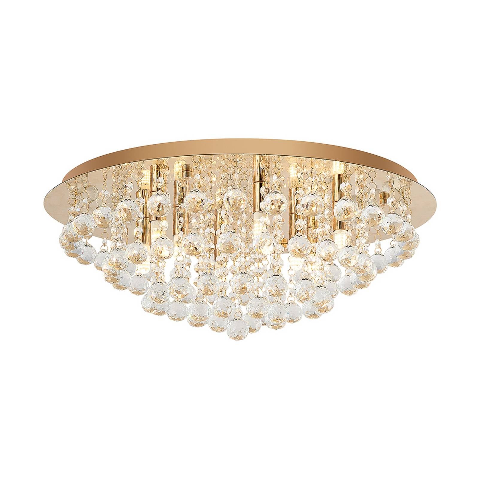 Lindby Deckenleuchte Gillion, 8-flg., gold, Kristall, Ø 55cm