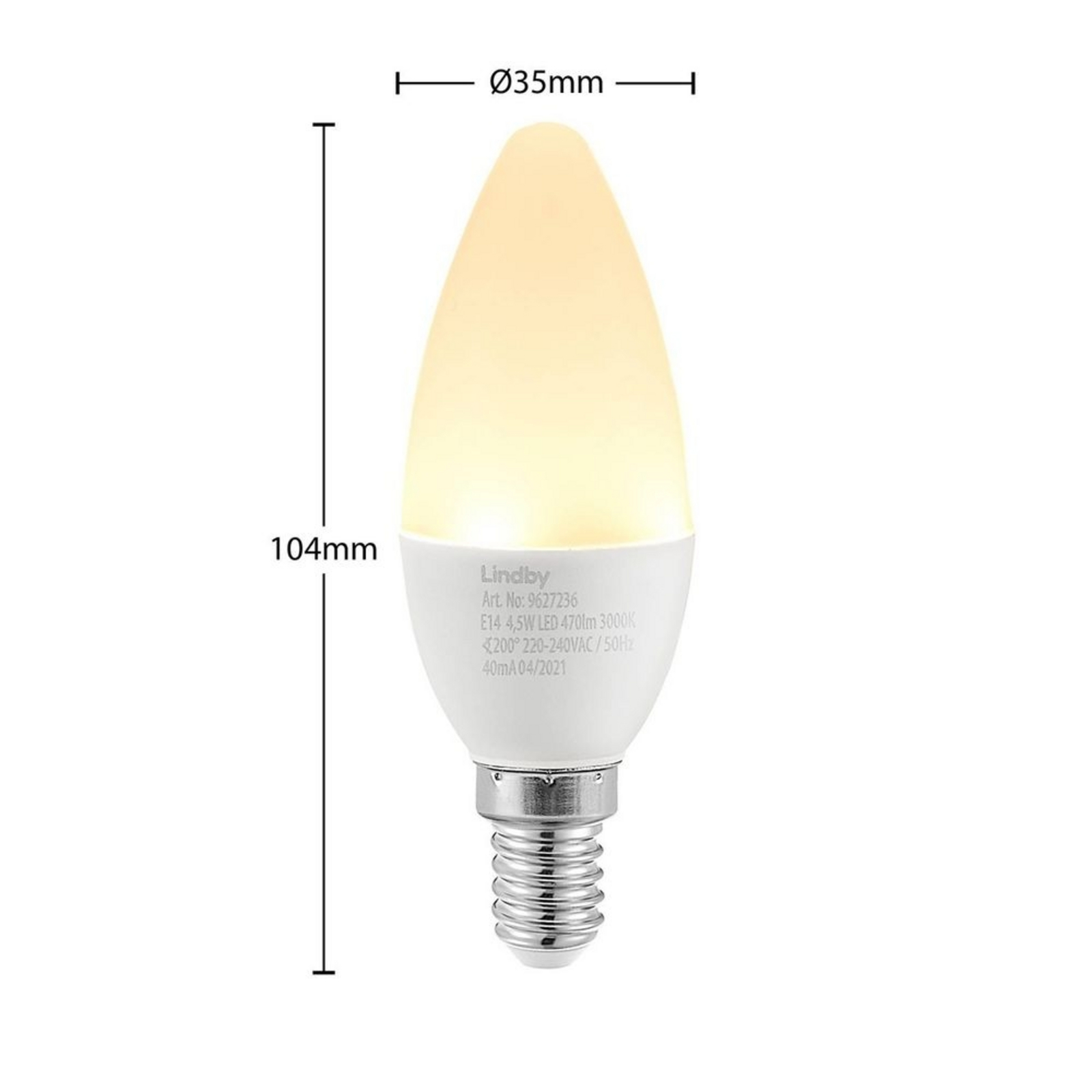 Bec LED 4,5W (470lm) 3000K Lumânare E14 - Lindby